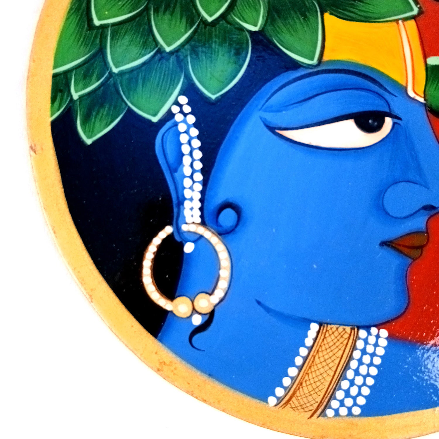 Wall Plate | Wooden Wall Hanging Plates - Krishna Wall Art - For Home Decor, Living Room, Office | Gift for Wedding, Housewarming, Festivals - 10 Inch - Apkamart #Colour_Red