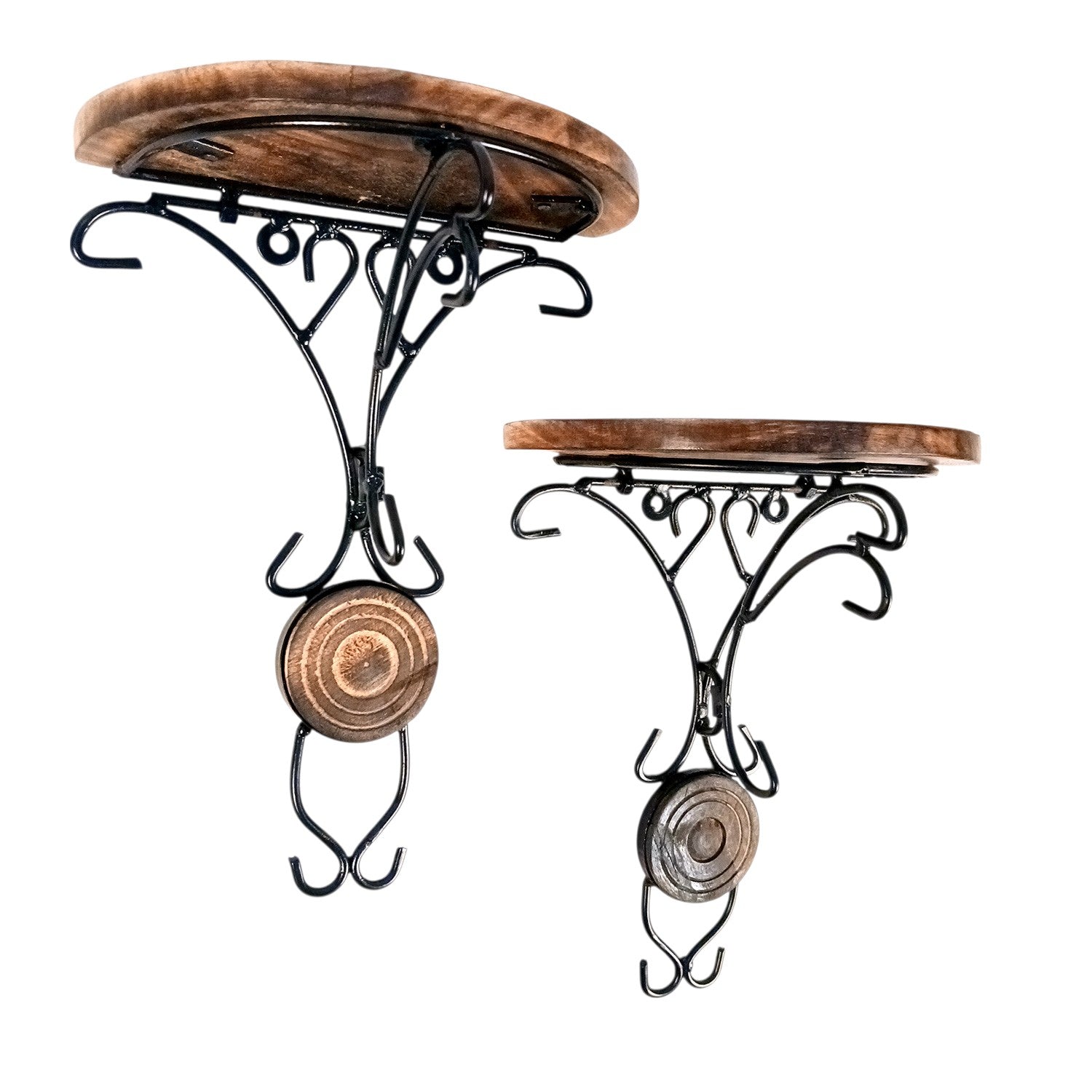 Wall Shelves Wooden Stand | Hanging Shelf In Wood For Keeping Showpieces, Small Plants | Floating Wall Brackets Stands - For Home, Living Room Decor - 10 Inch (pack Of 2) - Apkamart