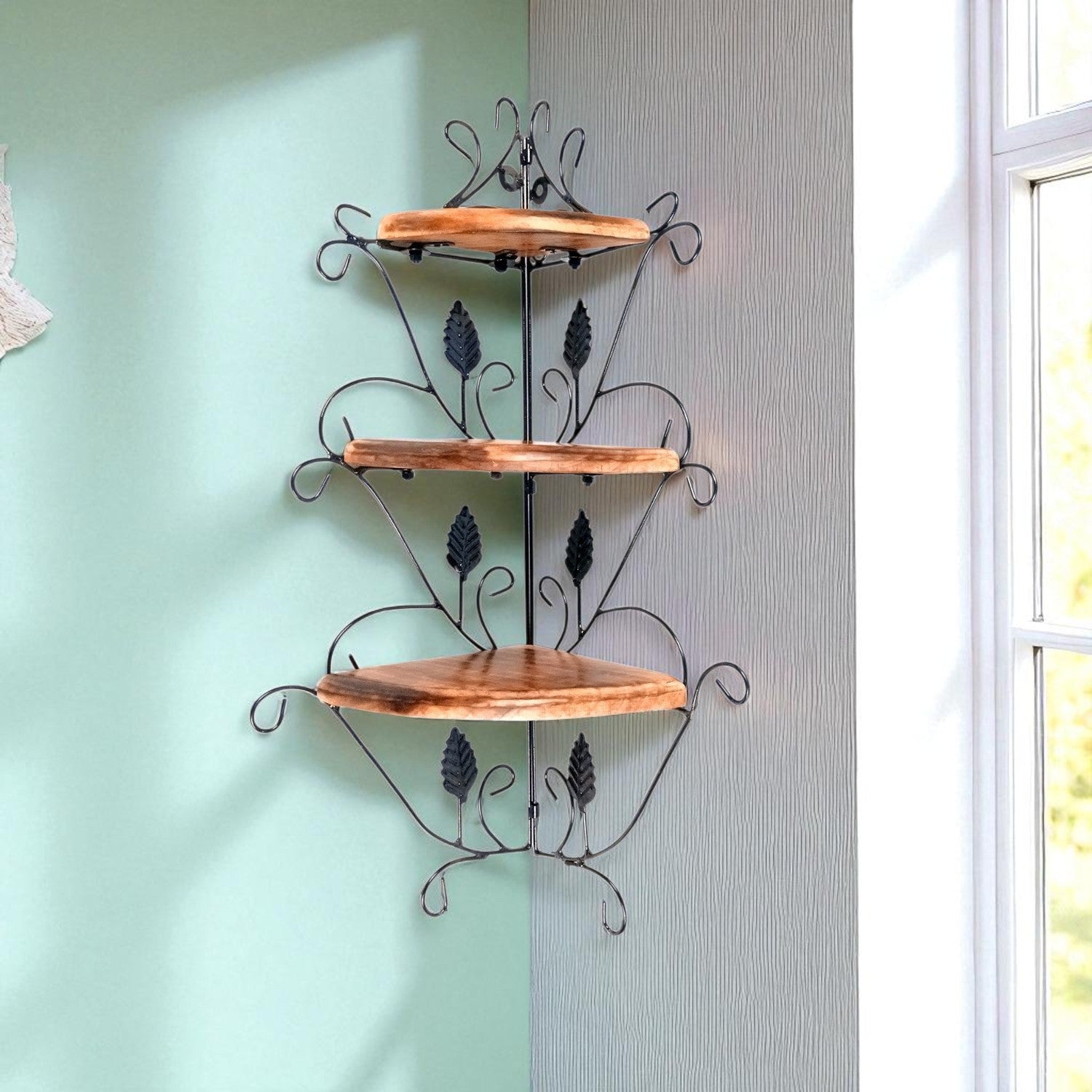 Wall Shelf Stand 3 Shelf| Floating Shelves Hanging For Keeping Showpieces, Small Plants, Tea Lights | Wooden Wall Brackets - For Home, Living Room, Wall Decor & Gifts - 25 Inch - Apkamart