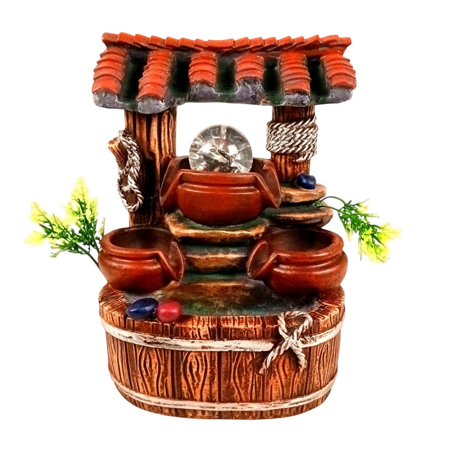 Table Water Fountain LED Lights Crystal Ball | Indoor Waterfall Showpiece - 10 Inch - Apkamart