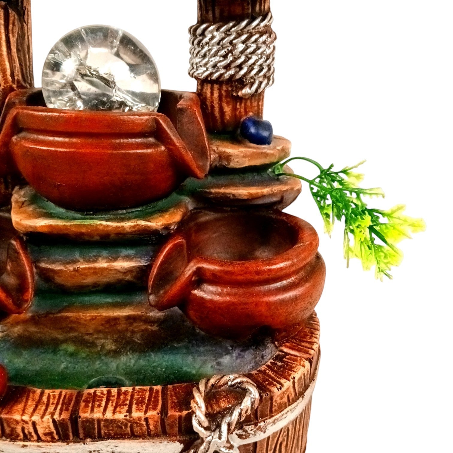Table Water Fountain LED Lights Crystal Ball | Indoor Waterfall Showpiece - 10 Inch - Apkamart