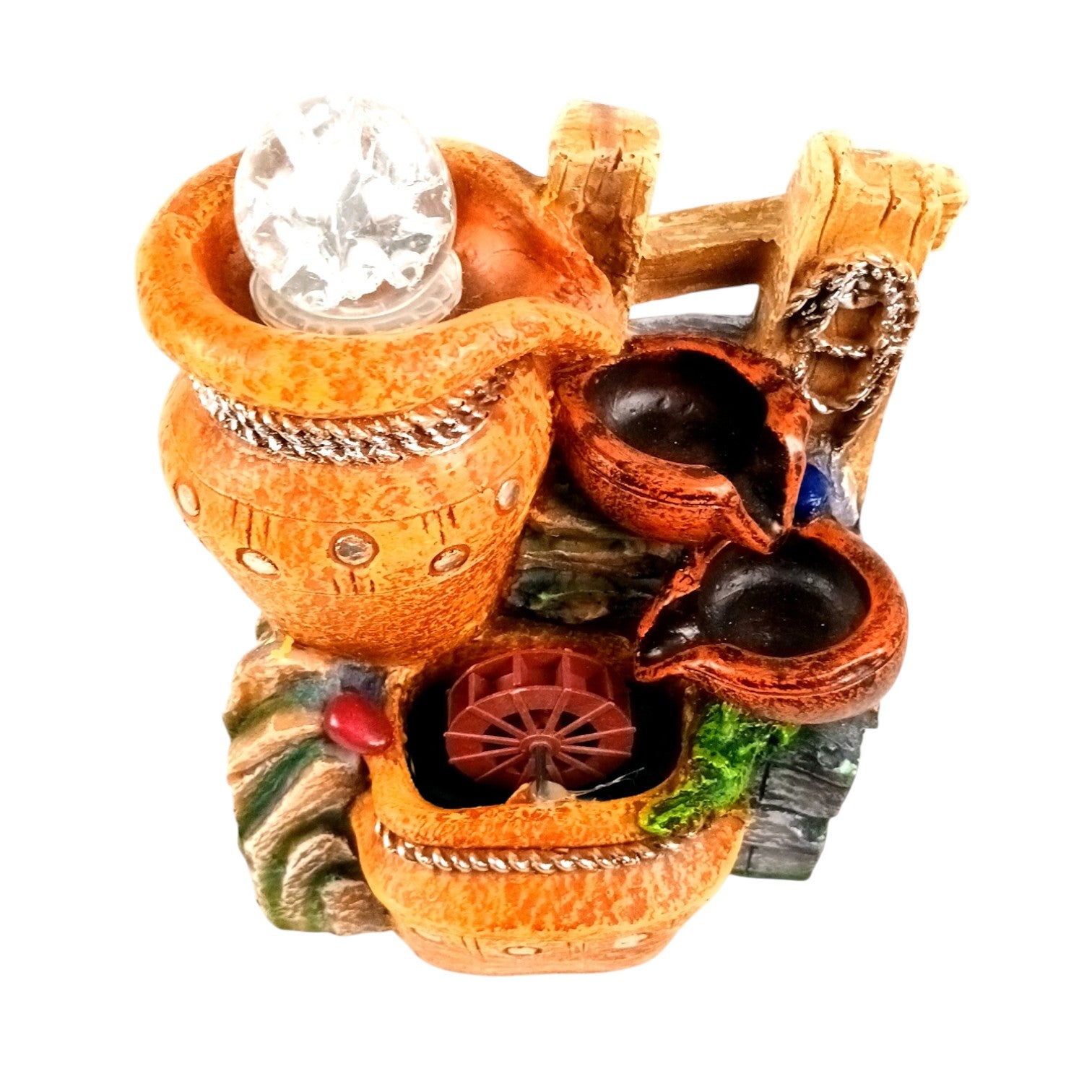 3 Step Indoor Water Fountain LED Showpiece Vastu Table - 10 Inch - Apkamart