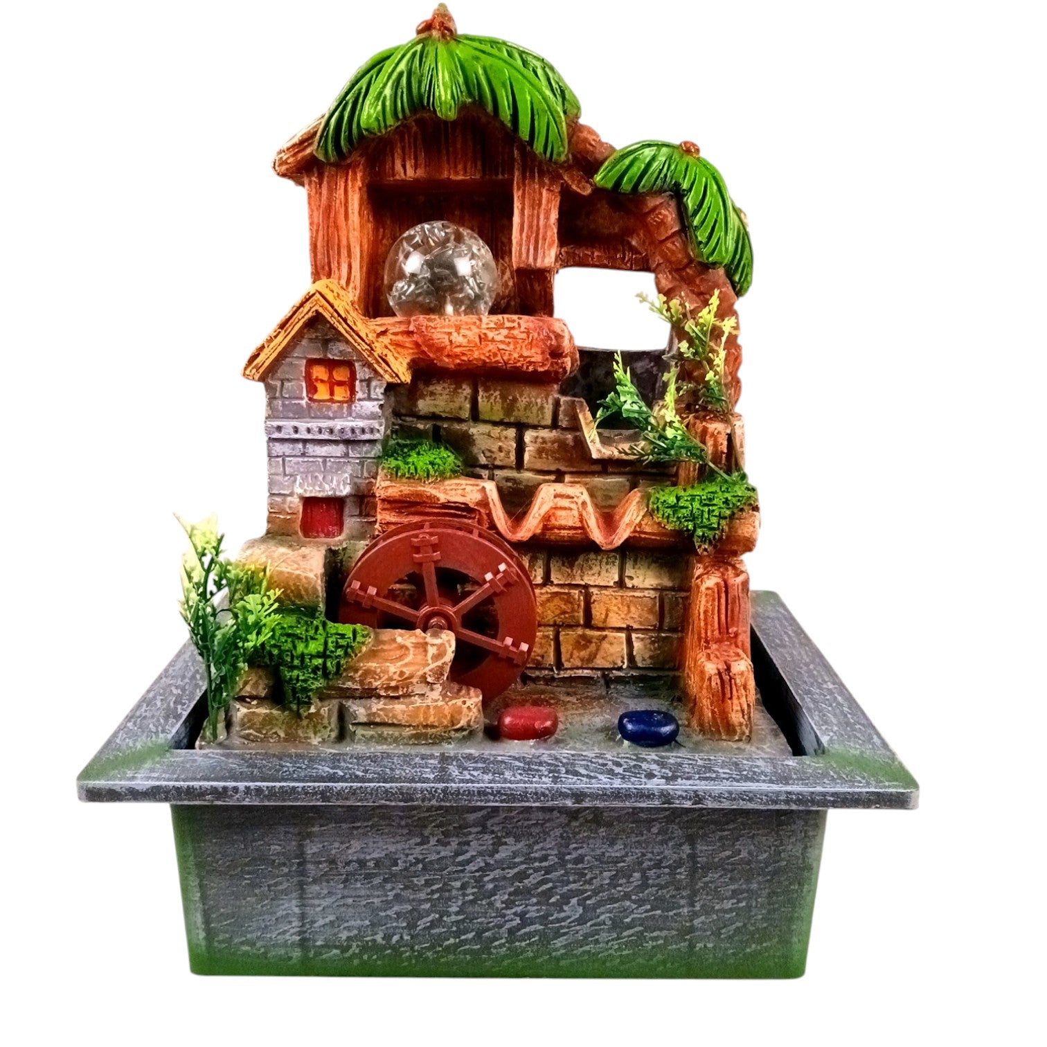 3 Step Water Fountain LED - Meditating Indoor Vastu - 15 Inch - Apkamart