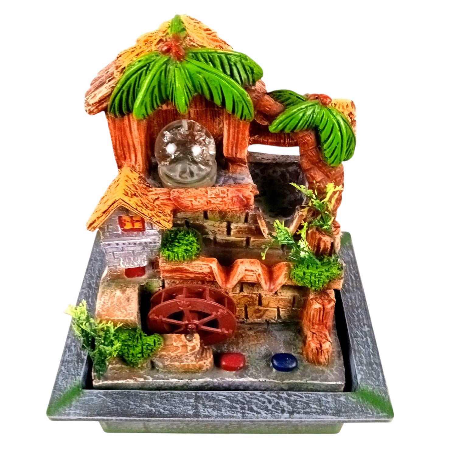 3 Step Water Fountain LED - Meditating Indoor Vastu - 15 Inch - Apkamart