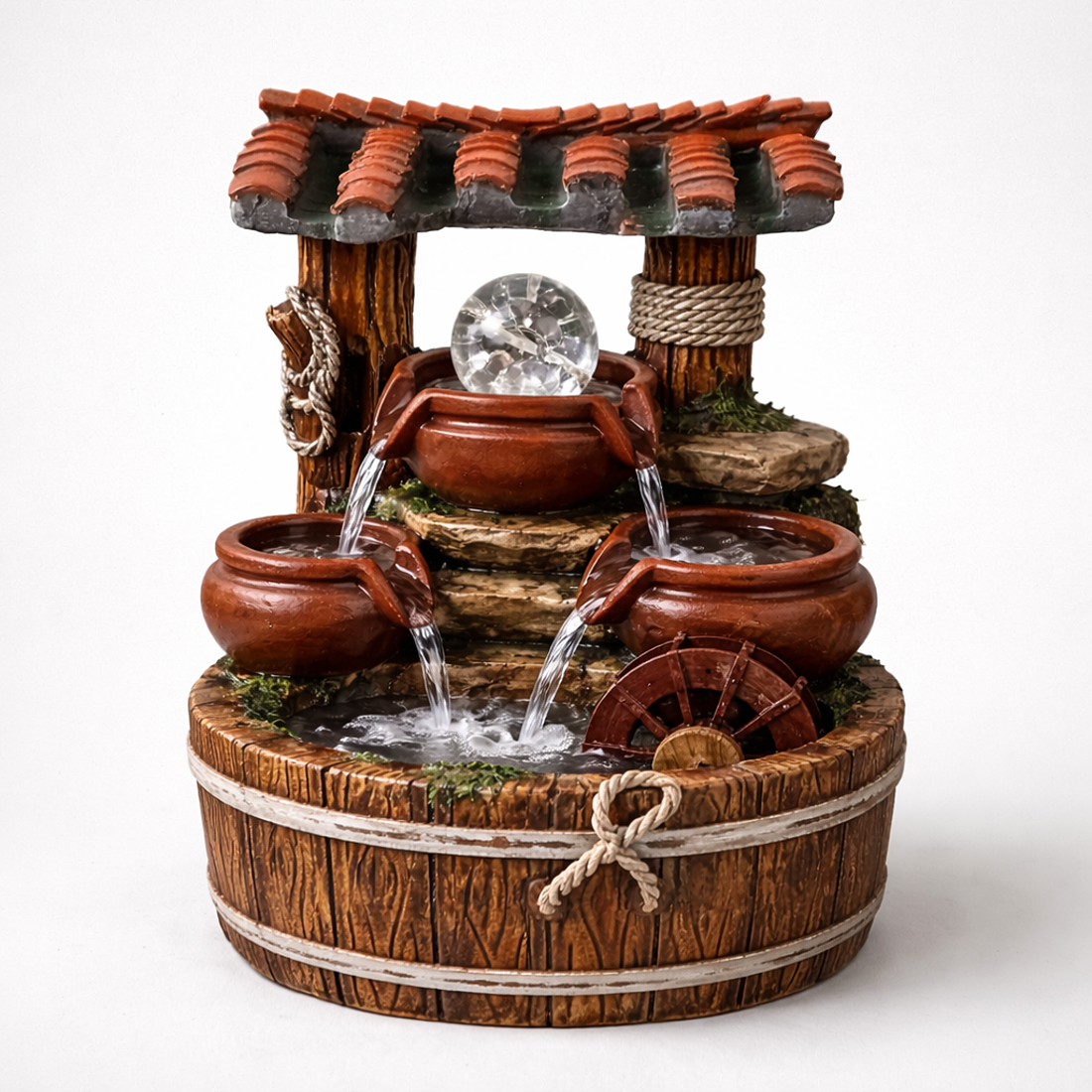 Indoor Water Fountain with LED Lights | Decoration Table Waterfall Cum Showpiece - For Vastu, Table, Office, Living Room, Home Decor & Gifts - 10 Inch - Apkamart