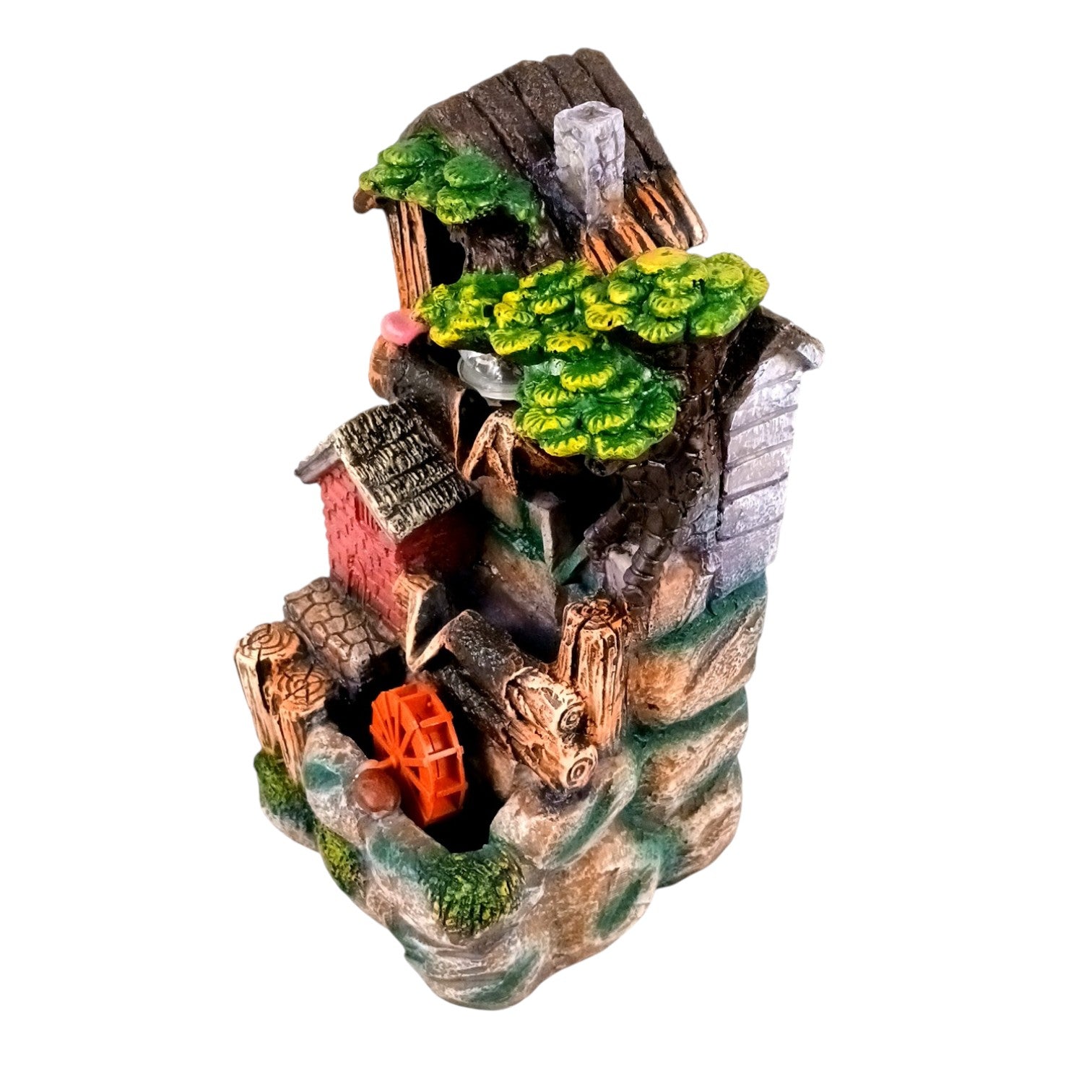 Table Top Water Fountain | Indoor Fountains with LED Lights - 3 Steps Hut Shape Waterfall - For Vastu, Table, Office, Home - Housewarming And Anniversary Gift - 13 Inch - Apkamart