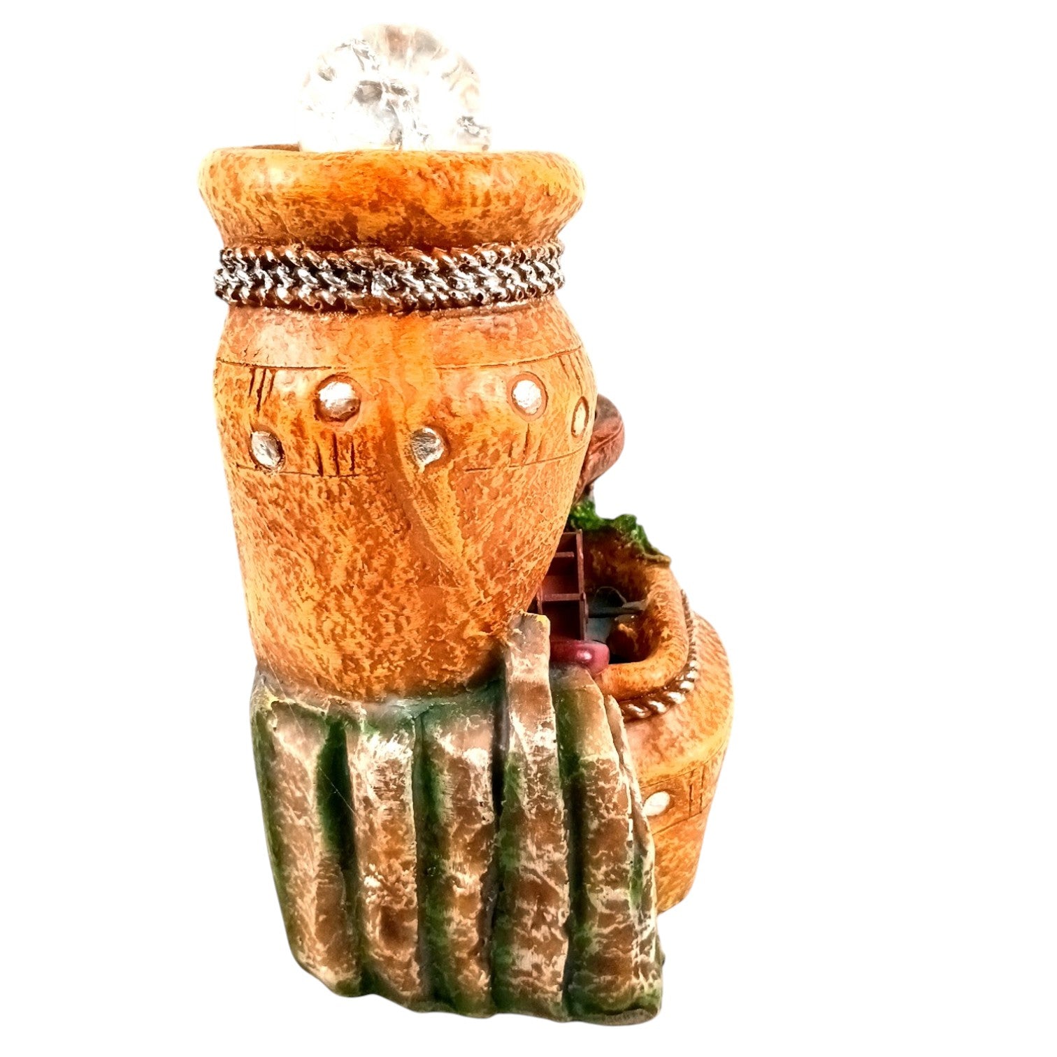 Indoor Water Fountain with LED Lights 3 Step Waterfall Cum Showpiece - For Vastu, Table, Office, Living Room, Home Decor & Gifts | Wedding & House Warming Gift - 10 Inch - Apkamart