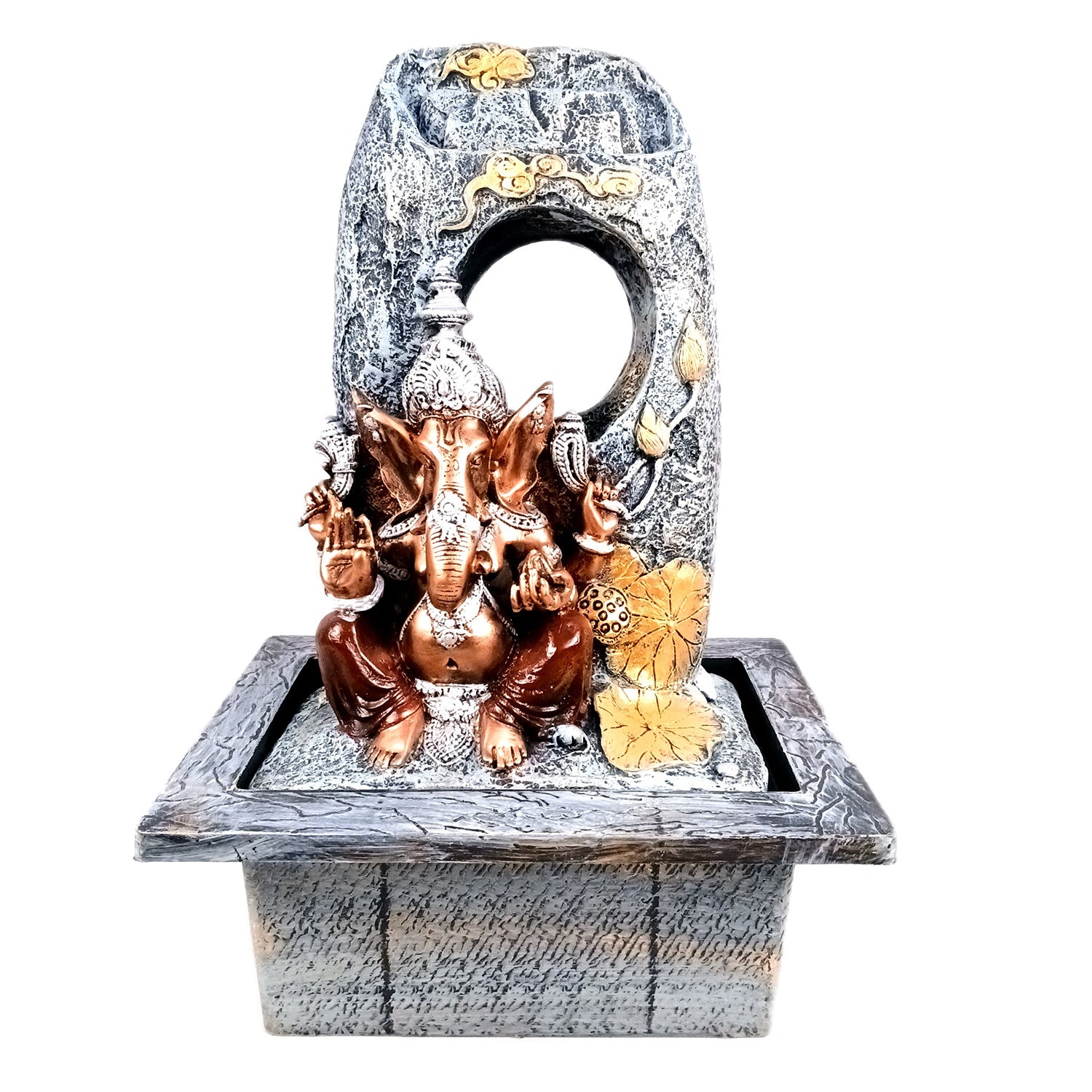 Indoor Water Fountain with LED Lights - Ganesh Design | Decoration Table Waterfall Cum Showpiece - For Vastu, Table, Office, Living Room, Home Decor & Gifts - 21 Inch - Apkamart #Style_Design 1