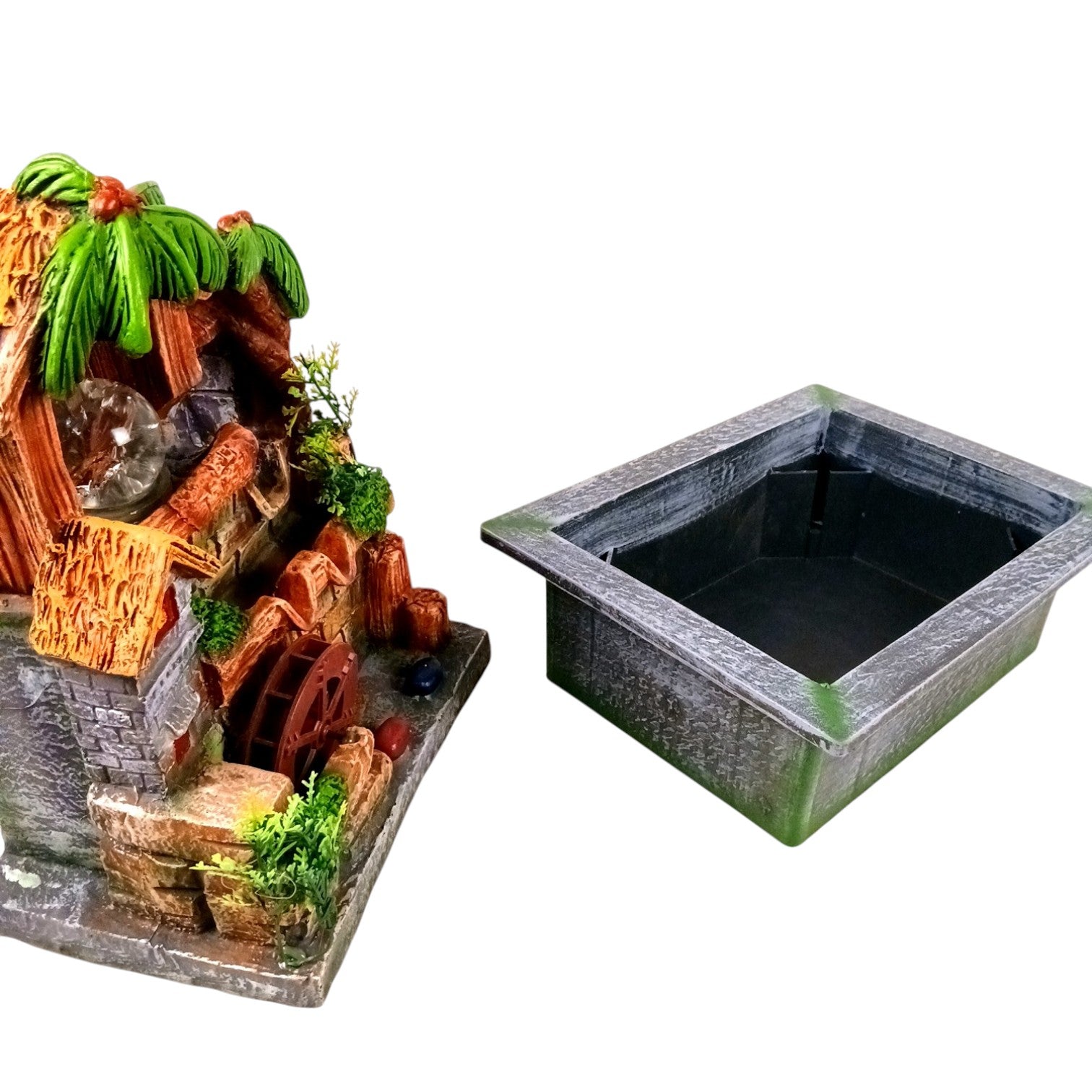 Table Top Water Fountain | Indoor Fountains with LED Lights - 3 Steps Waterfall - For Vastu, Table, Office, Living Room, Home Decor & Gifts | Wedding & House Warming Gift - 15 Inch - Apkamart