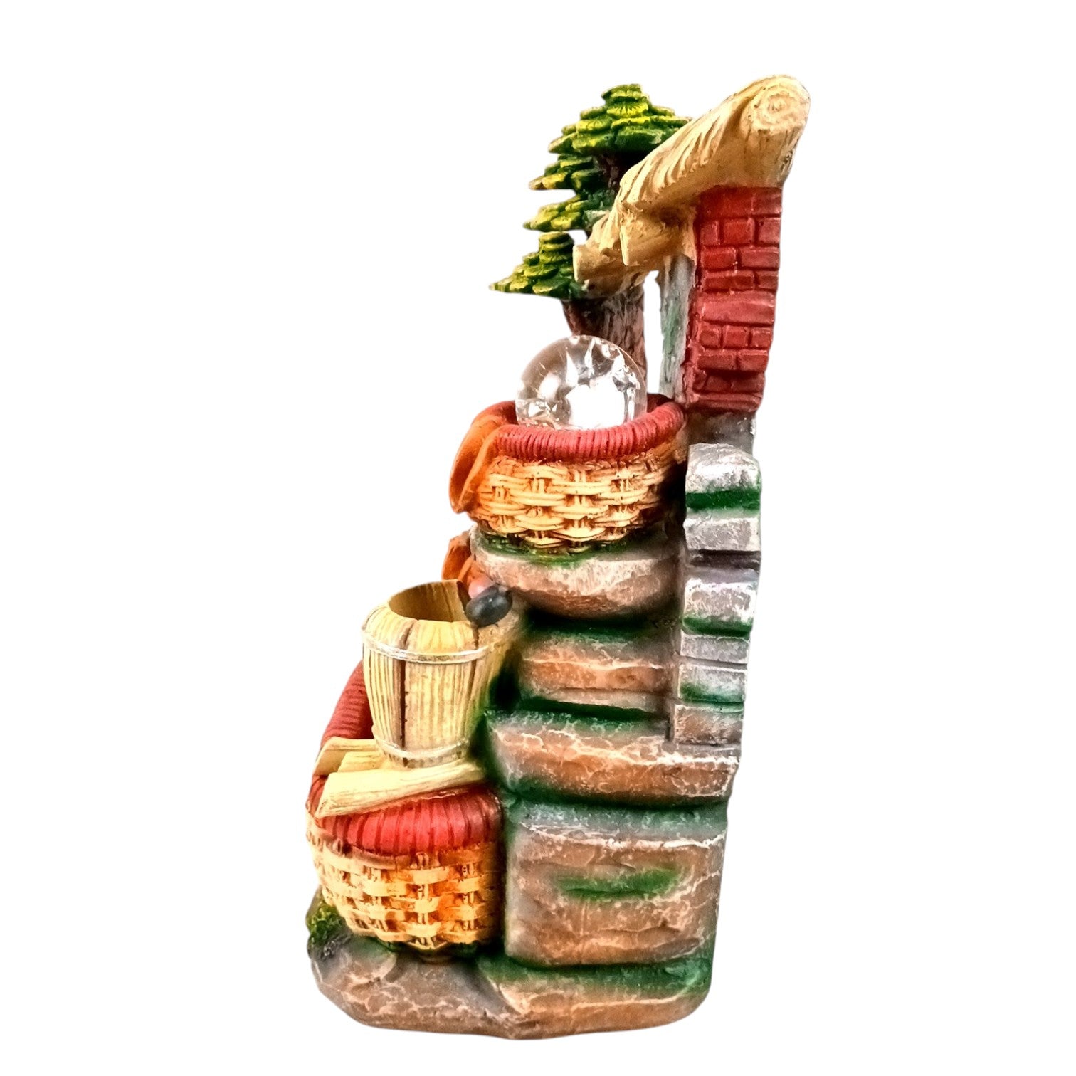 Indoor Water Fountain with LED Lights | Decoration Table Waterfall Cum Showpiece , 3 Steps Decor- For Vastu, Table, Office, Living Room, Home Decor & Gifts - 14 Inch - Apkamart