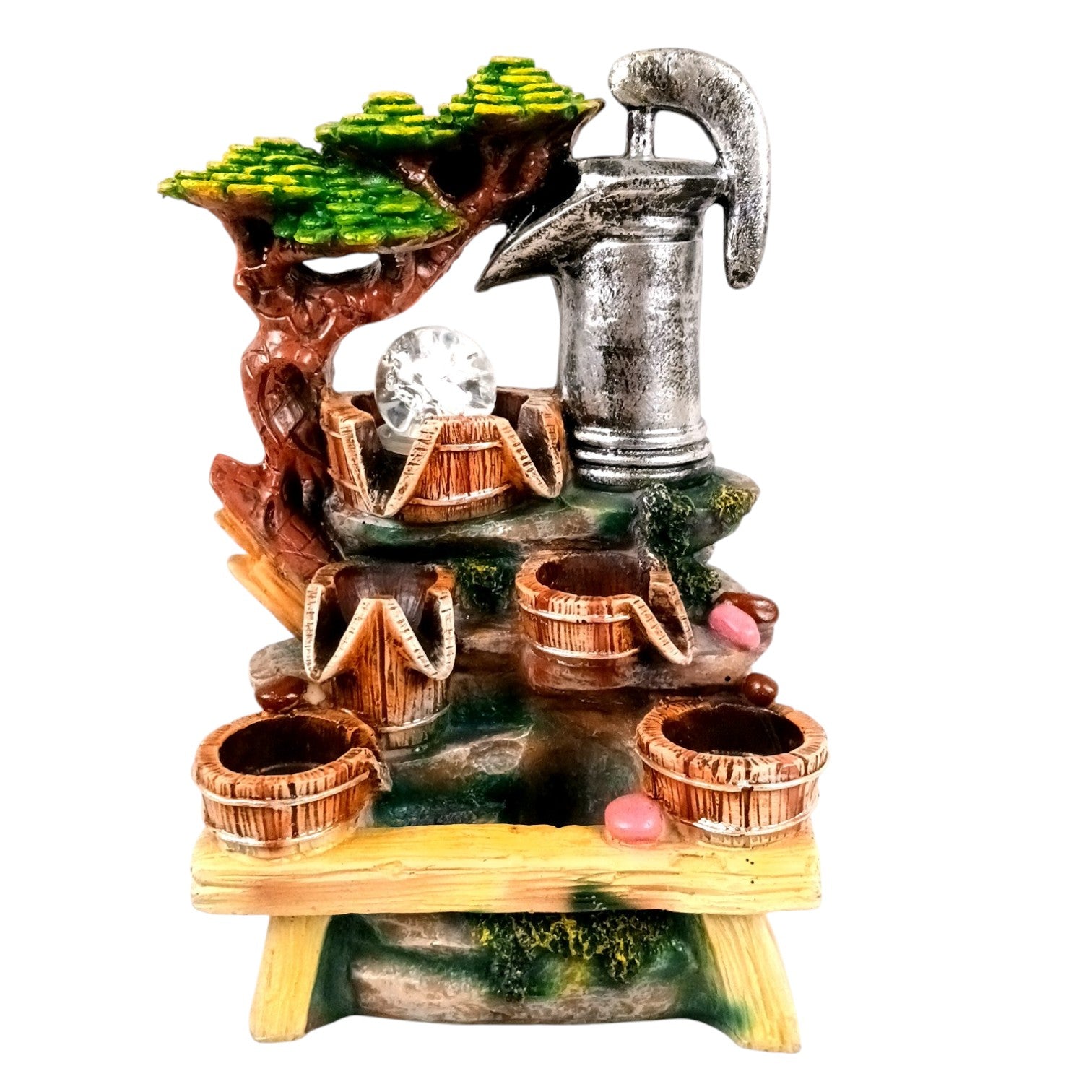 Indoor Water Fountain with LED Lights | Decoration Table Waterfall Cum Showpiece - For Vastu, Table, Office, Living Room, Home Decor & Gifts - 14 Inch - Apkamart