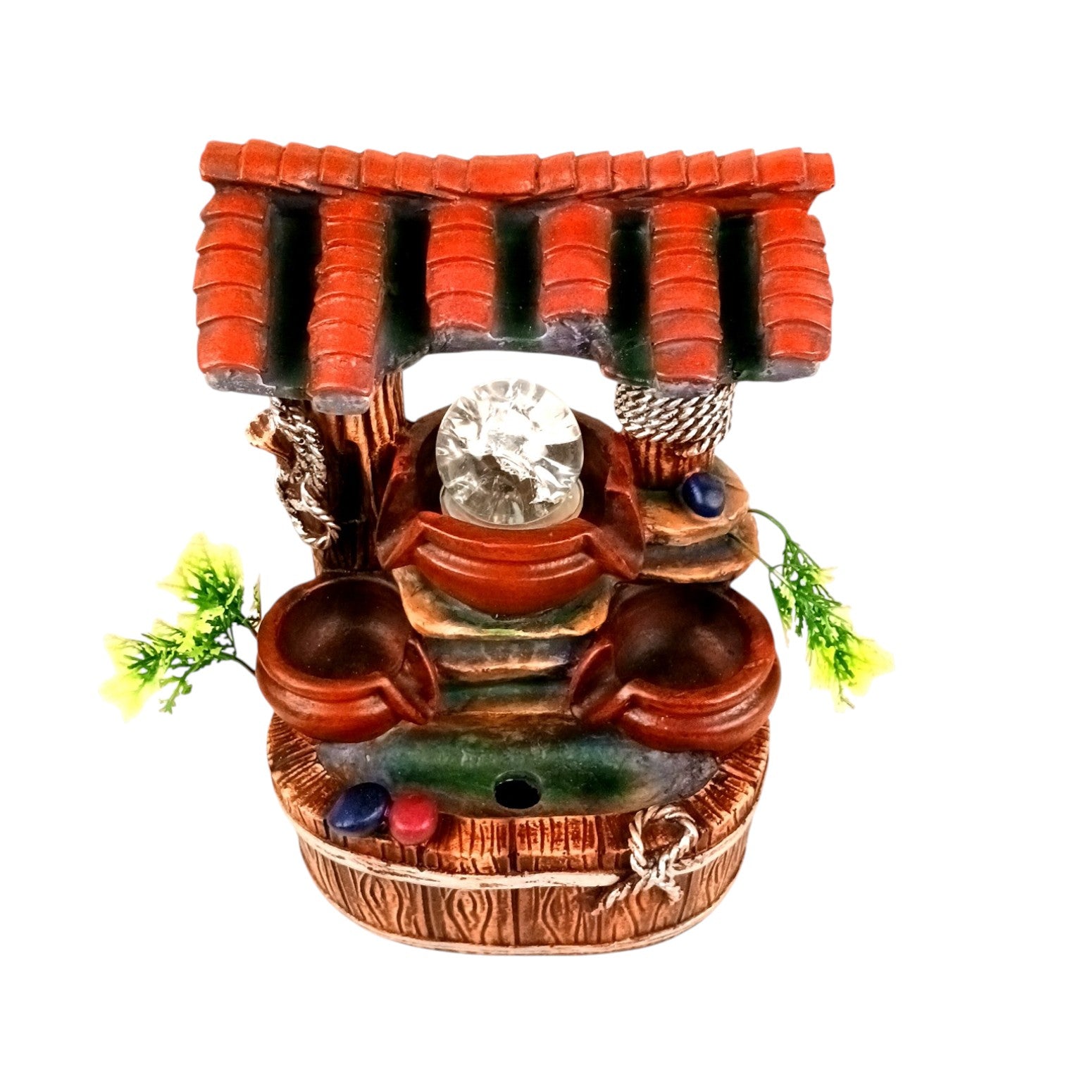 Indoor Water Fountain with LED Lights | Decoration Table Waterfall Cum Showpiece - For Vastu, Table, Office, Living Room, Home Decor & Gifts - 10 Inch - Apkamart