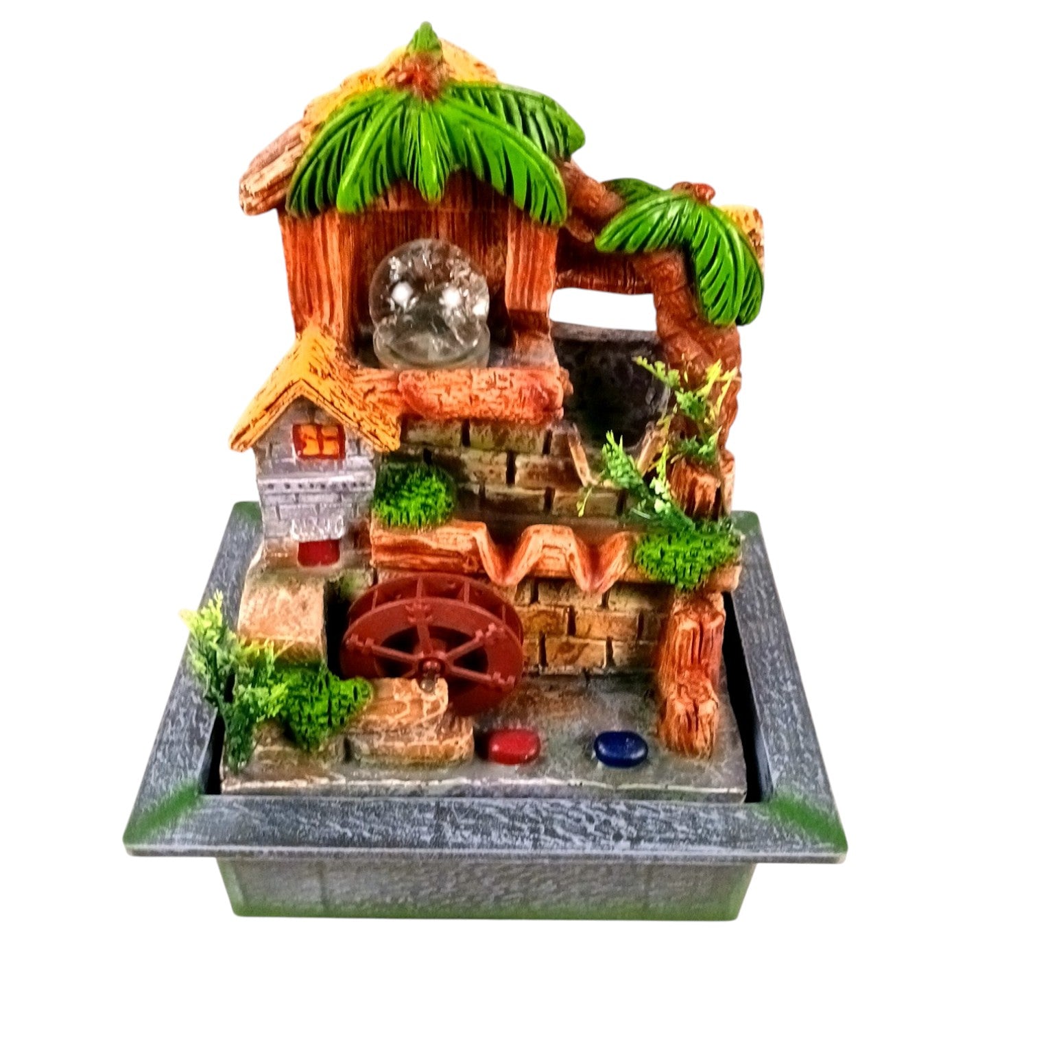 Table Top Water Fountain | Indoor Fountains with LED Lights - 3 Steps Waterfall - For Vastu, Table, Office, Living Room, Home Decor & Gifts | Wedding & House Warming Gift - 15 Inch - Apkamart