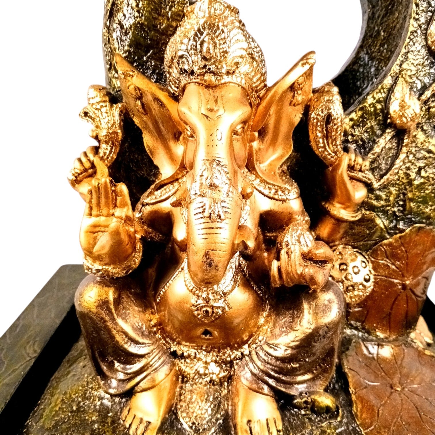 Table Top Water Fountain With Ganesh Statue | Indoor Fountains with LED Lights Waterfall - For Vastu, Table, Office, Living Room, Home Decor & Gifts - 21 Inch - Apkamart