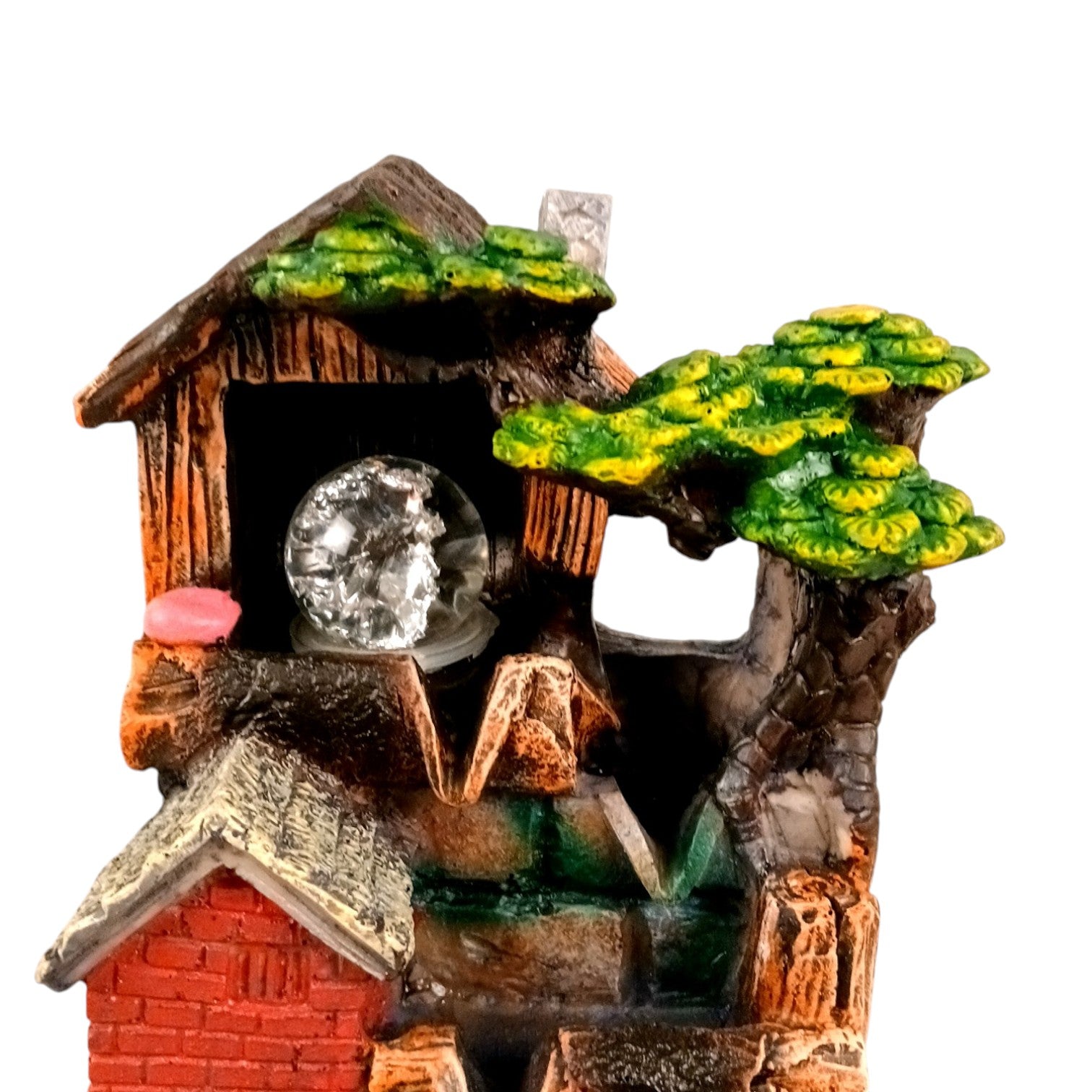 Table Top Water Fountain | Indoor Fountains with LED Lights - 3 Steps Hut Shape Waterfall - For Vastu, Table, Office, Home - Housewarming And Anniversary Gift - 13 Inch - Apkamart