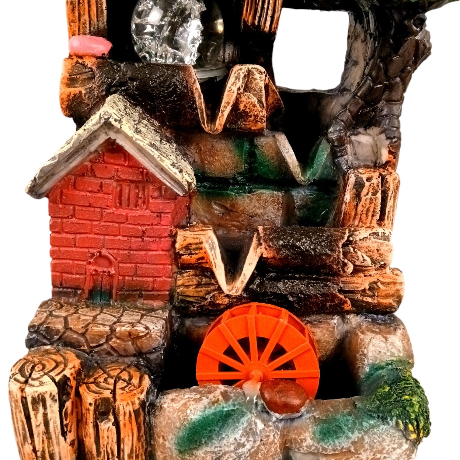 Table Top Water Fountain | Indoor Fountains with LED Lights - 3 Steps Hut Shape Waterfall - For Vastu, Table, Office, Home - Housewarming And Anniversary Gift - 13 Inch - Apkamart