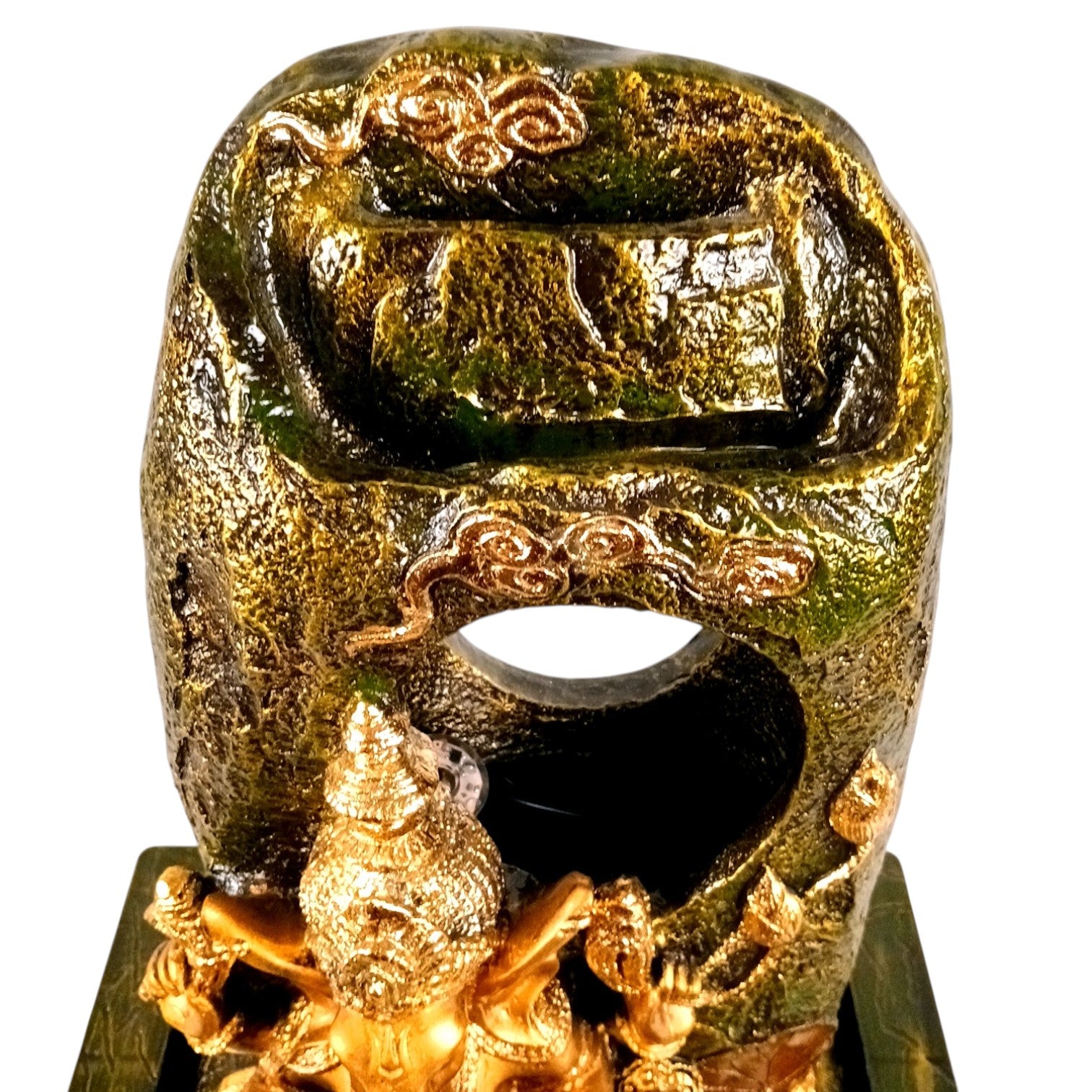 Table Top Water Fountain With Ganesh Statue | Indoor Fountains with LED Lights Waterfall - For Vastu, Table, Office, Living Room, Home Decor & Gifts - 21 Inch - Apkamart