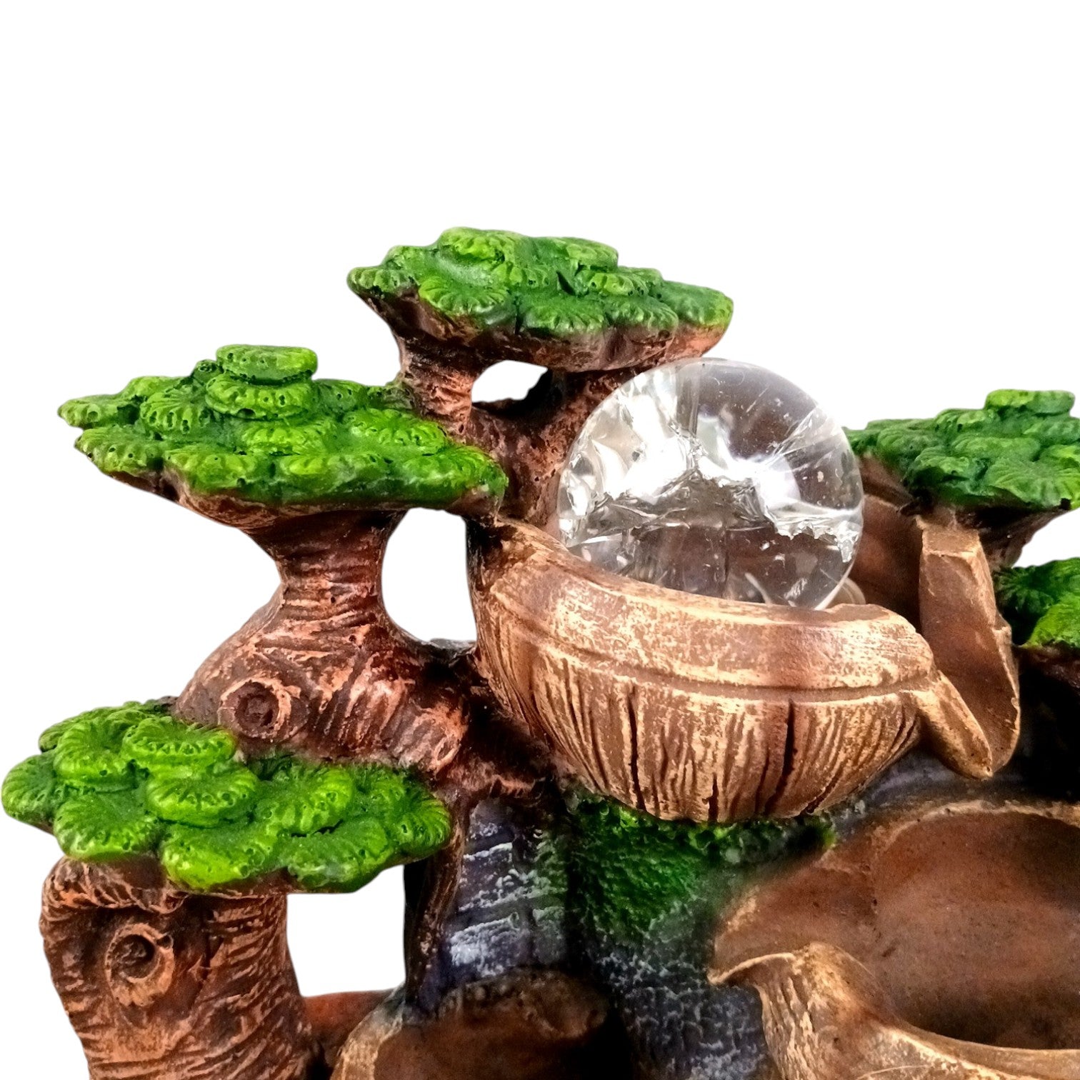 Indoor Water Fountain with LED Lights | 3 Step Waterfall Cum Showpiece - For Vastu, Table, Office, Living Room, Home Decor & Gifts | Wedding & House Warming Gift - 10 Inch - Apkamart