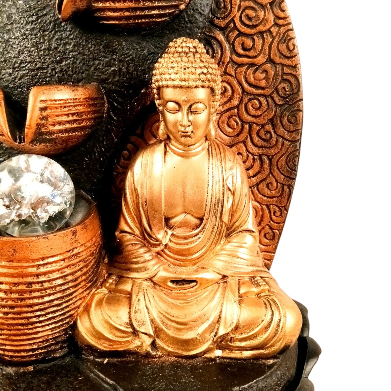 Indoor Buddha Water Fountain with LED Lights | Decoration Table 3 Steps Waterfall Cum Showpiece - For Vastu, Table, Office, Living Room, Home Decor & Gifts - 15 Inch - Apkamart