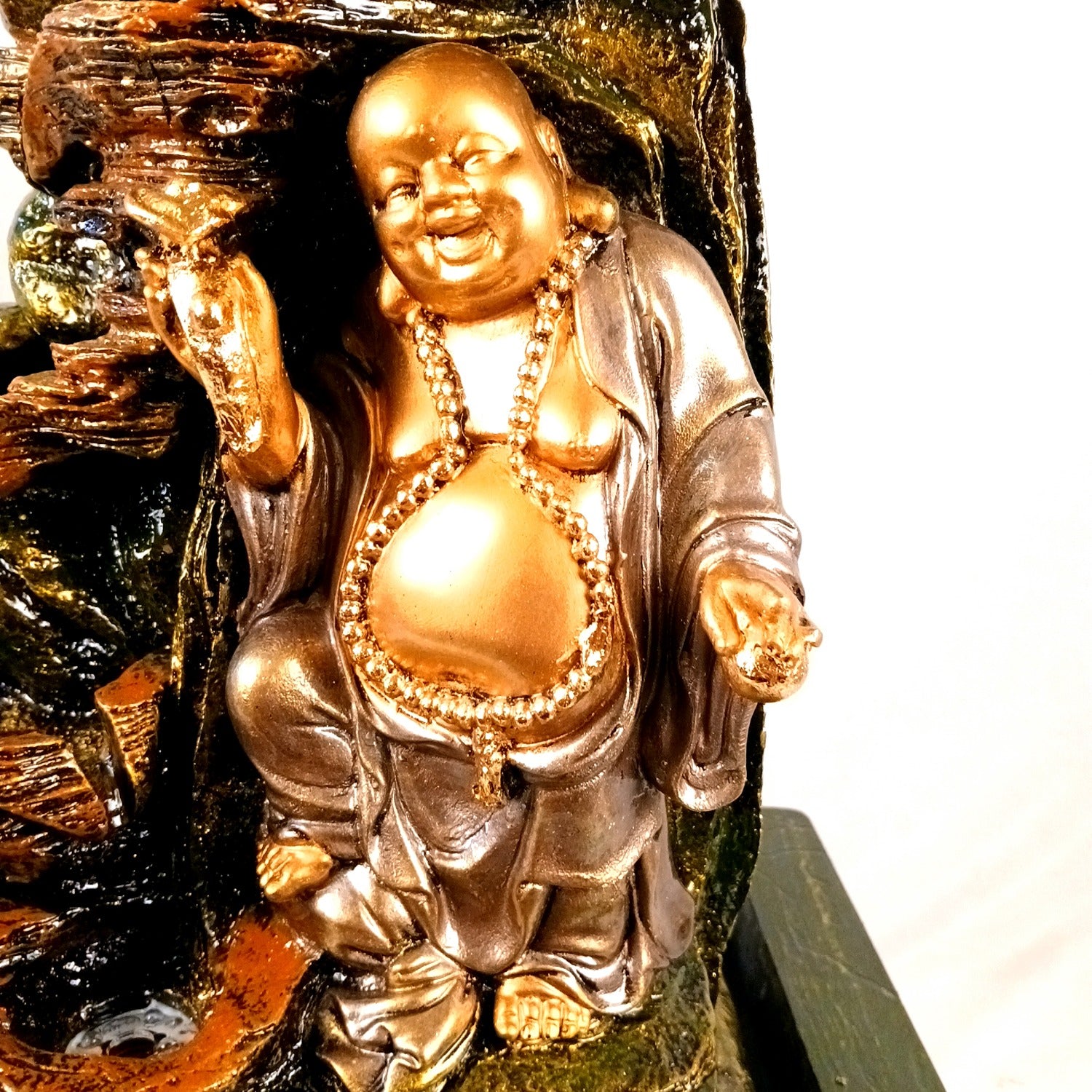 Table Top Water Fountain With Buddha Statue | Indoor Fountains with LED Lights Waterfall - For Vastu, Table, Office, Living Room, Home Decor & Gifts - 22 Inch - Apkamart