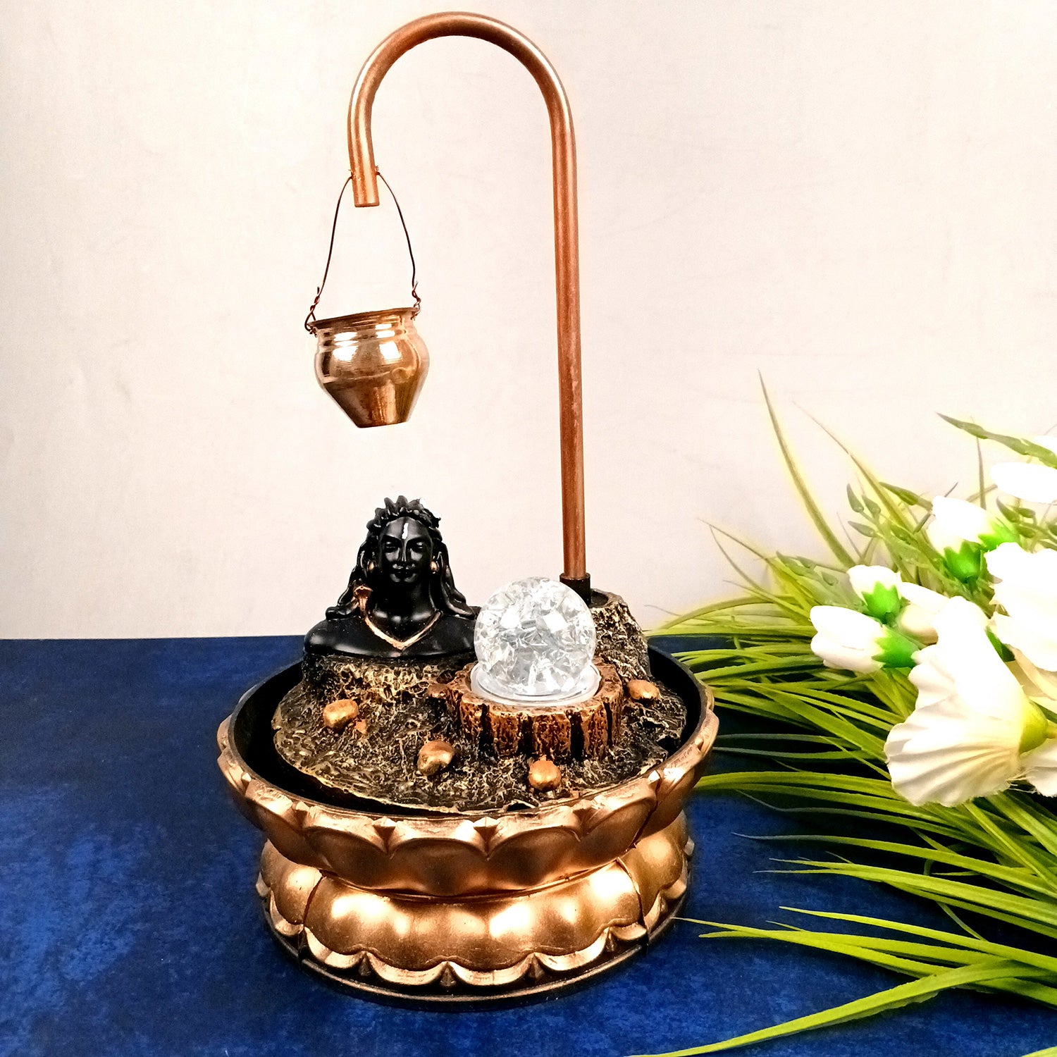 Lord Shiva LED Water Fountain Showpiece - For Table Decor & Living Room - 14 inch - Apkamart #Style_Design 1