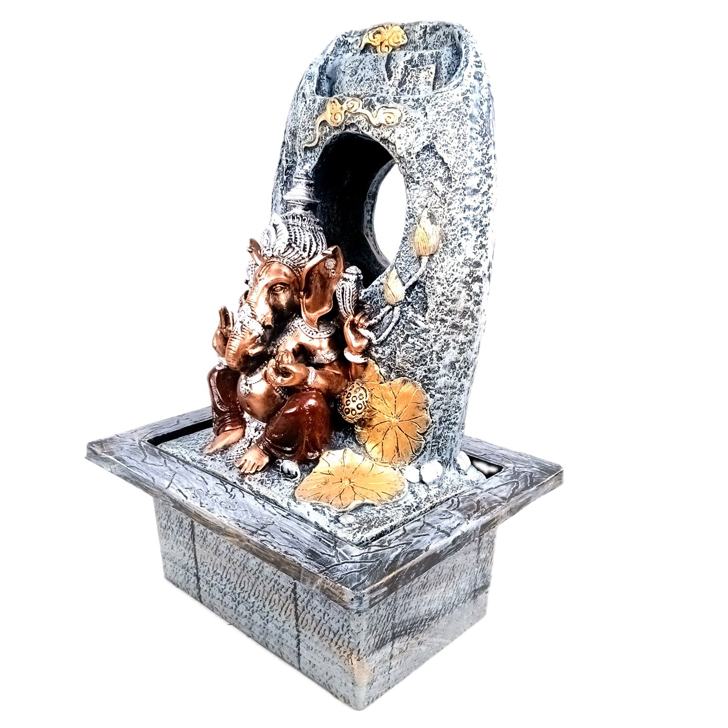 Indoor Water Fountain with LED Lights - Ganesh Design | Decoration Table Waterfall Cum Showpiece - For Vastu, Table, Office, Living Room, Home Decor & Gifts - 21 Inch - Apkamart #Style_Design 1