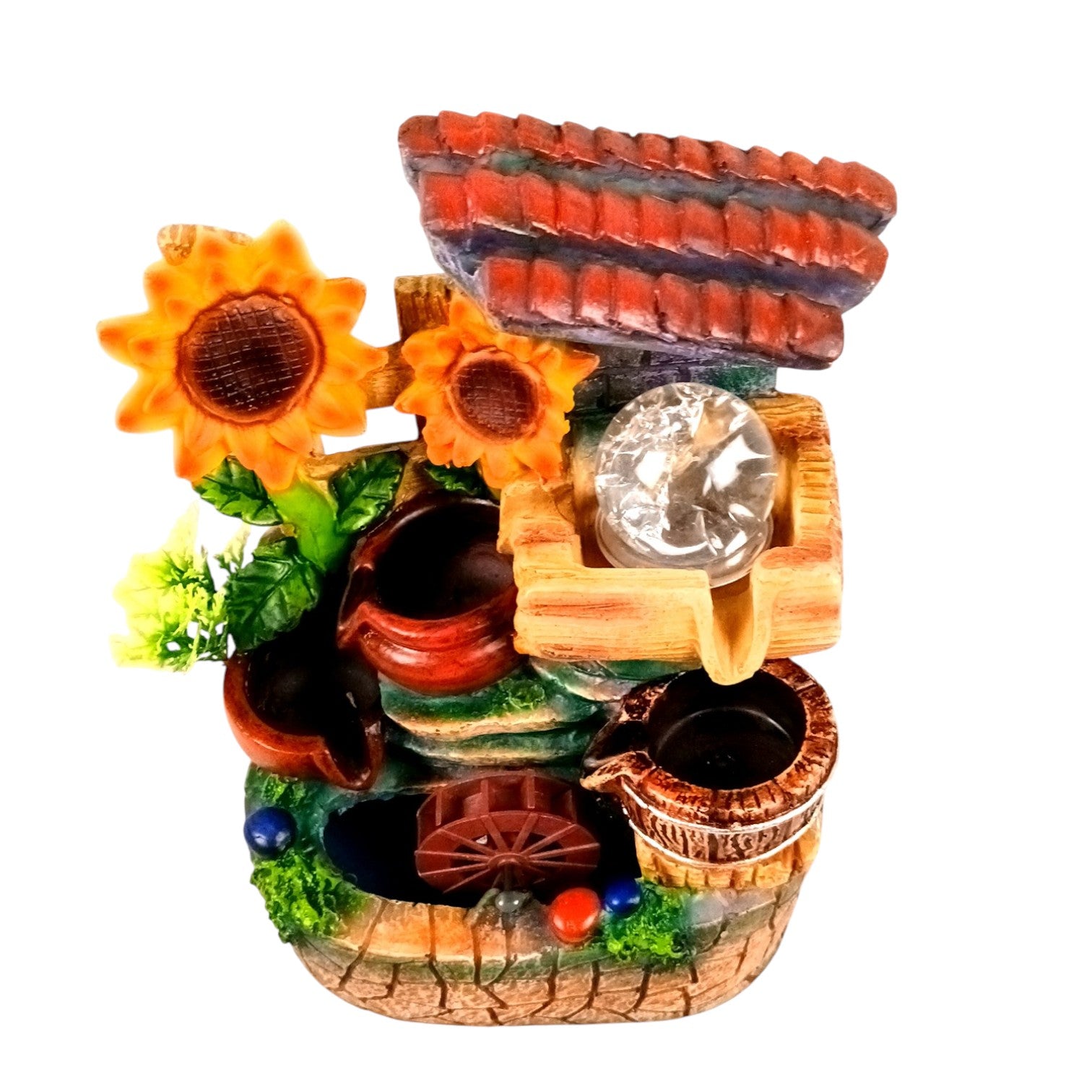 Indoor Water Fountain with LED Lights | Decoration Table Waterfall Cum Showpiece - For Vastu, Table, Office, Living Room, Home Decor | Wedding & House Warming Gift - 10 Inch - Apkamart