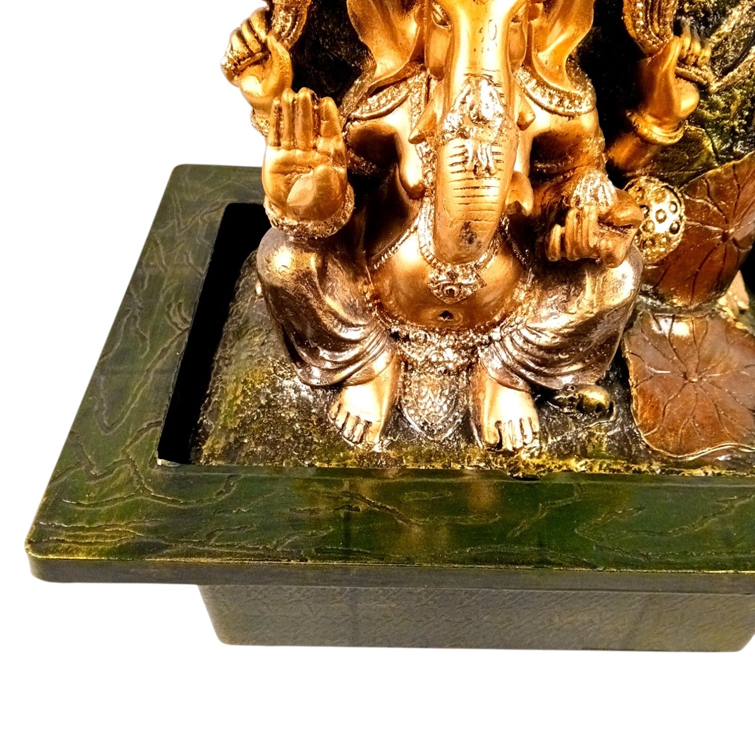 Table Top Water Fountain With Ganesh Statue | Indoor Fountains with LED Lights Waterfall - For Vastu, Table, Office, Living Room, Home Decor & Gifts - 21 Inch - Apkamart