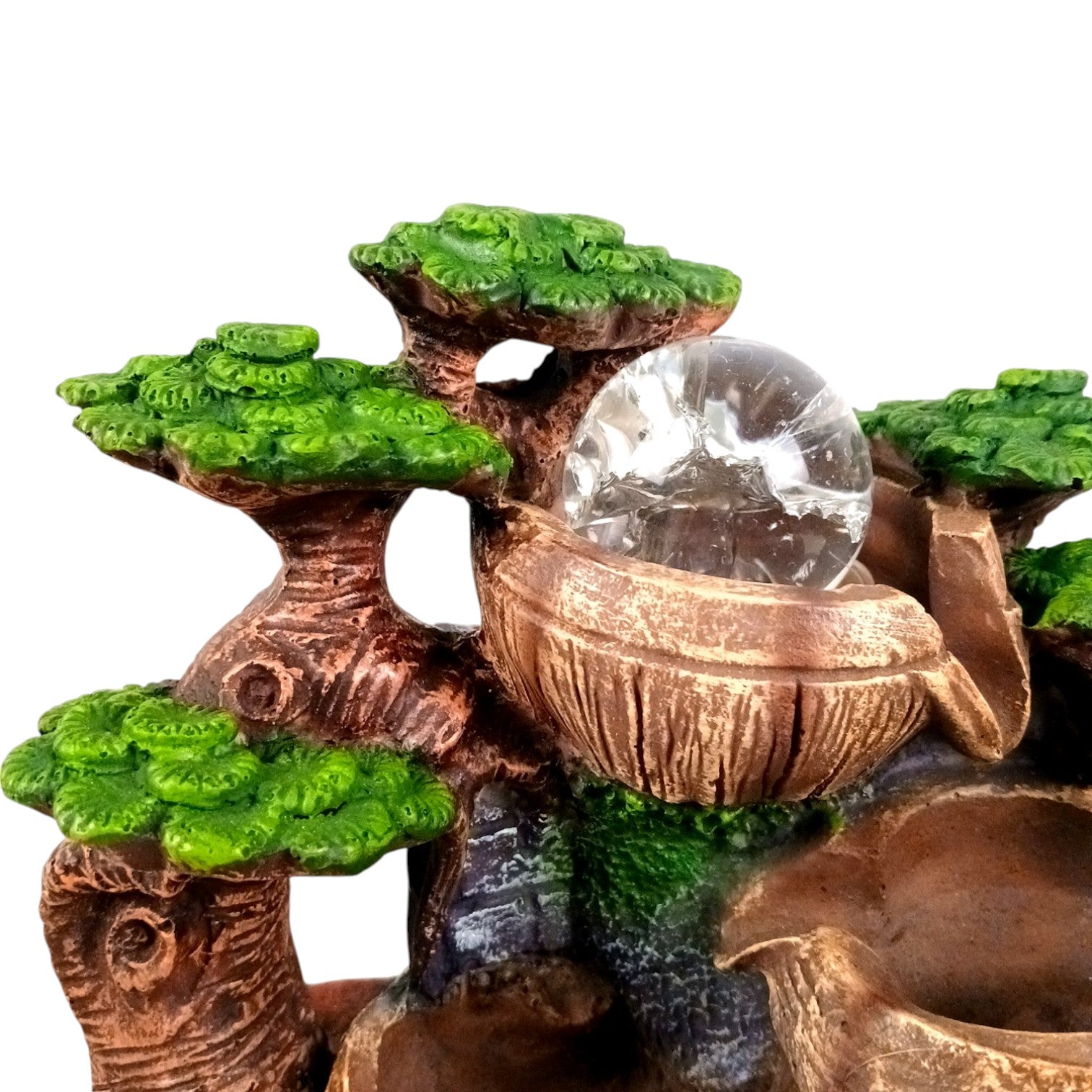 Indoor Water Fountain with LED Lights | 3 Step Waterfall Cum Showpiece - For Vastu, Table, Office, Living Room, Home Decor & Gifts | Wedding & House Warming Gift - 10 Inch - Apkamart