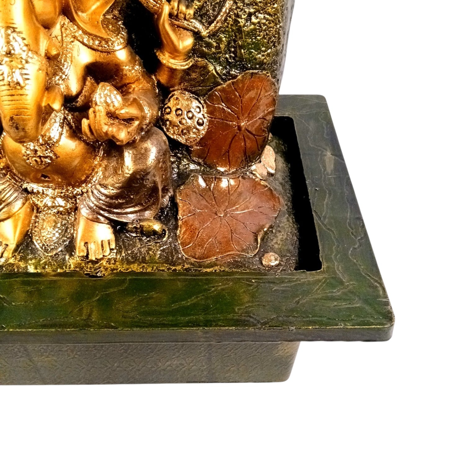 Table Top Water Fountain With Ganesh Statue | Indoor Fountains with LED Lights Waterfall - For Vastu, Table, Office, Living Room, Home Decor & Gifts - 21 Inch - Apkamart