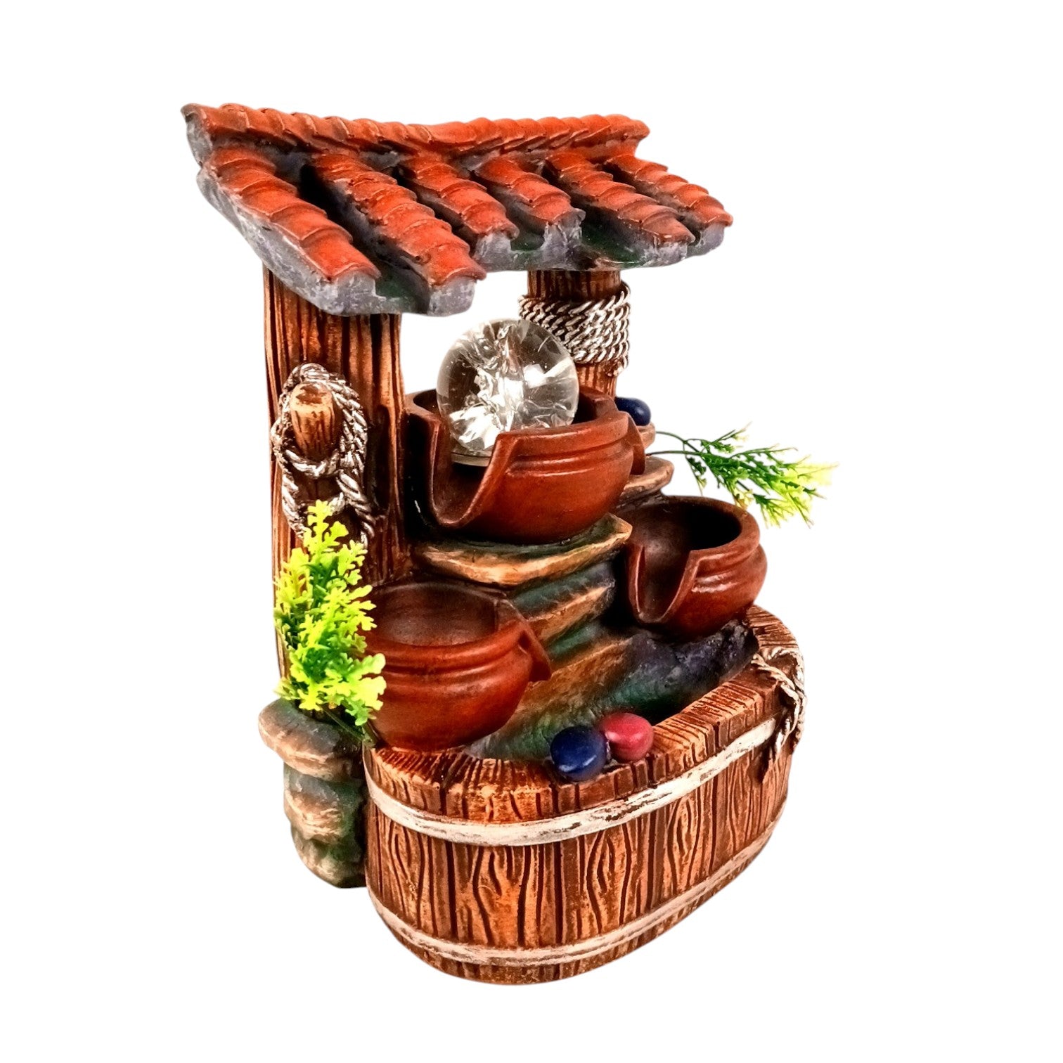 Indoor Water Fountain with LED Lights | Decoration Table Waterfall Cum Showpiece - For Vastu, Table, Office, Living Room, Home Decor & Gifts - 10 Inch - Apkamart