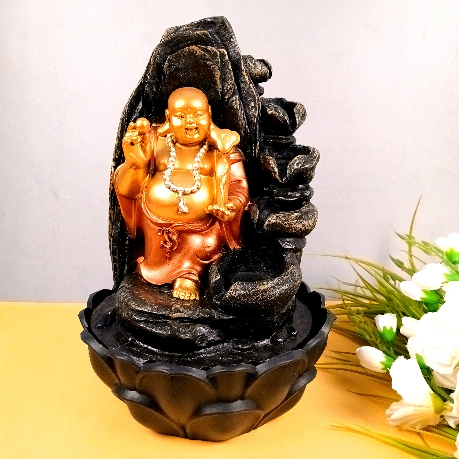 Water Fountain with Buddha Statue - For Living Room, Table Decor, Office & Home Decoration Gifts - 16 inch - Apkamart #Style_Design 1