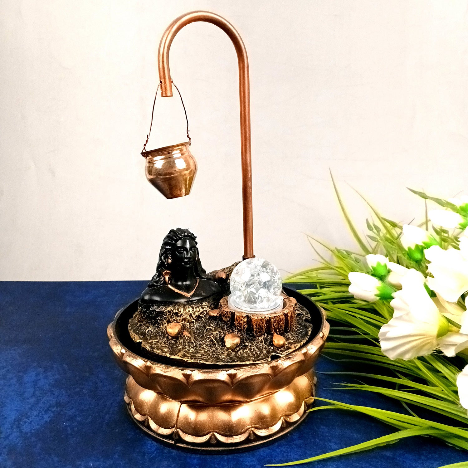 Lord Shiva LED Water Fountain Showpiece - For Table Decor & Living Room - 14 inch - Apkamart #Style_Design 1