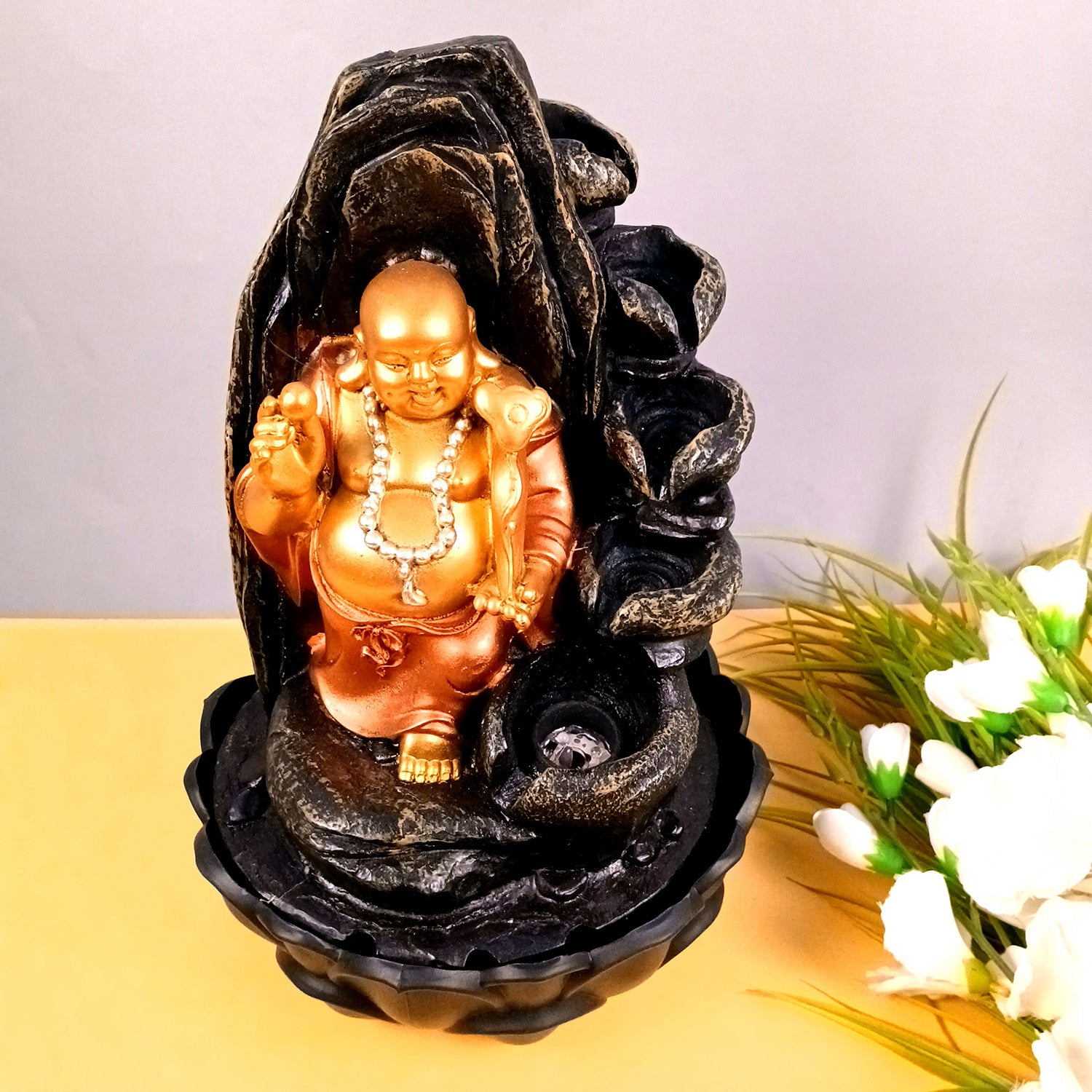 Water Fountain with Buddha Statue - For Living Room, Table Decor, Office & Home Decoration Gifts - 16 inch - Apkamart #Style_Design 1