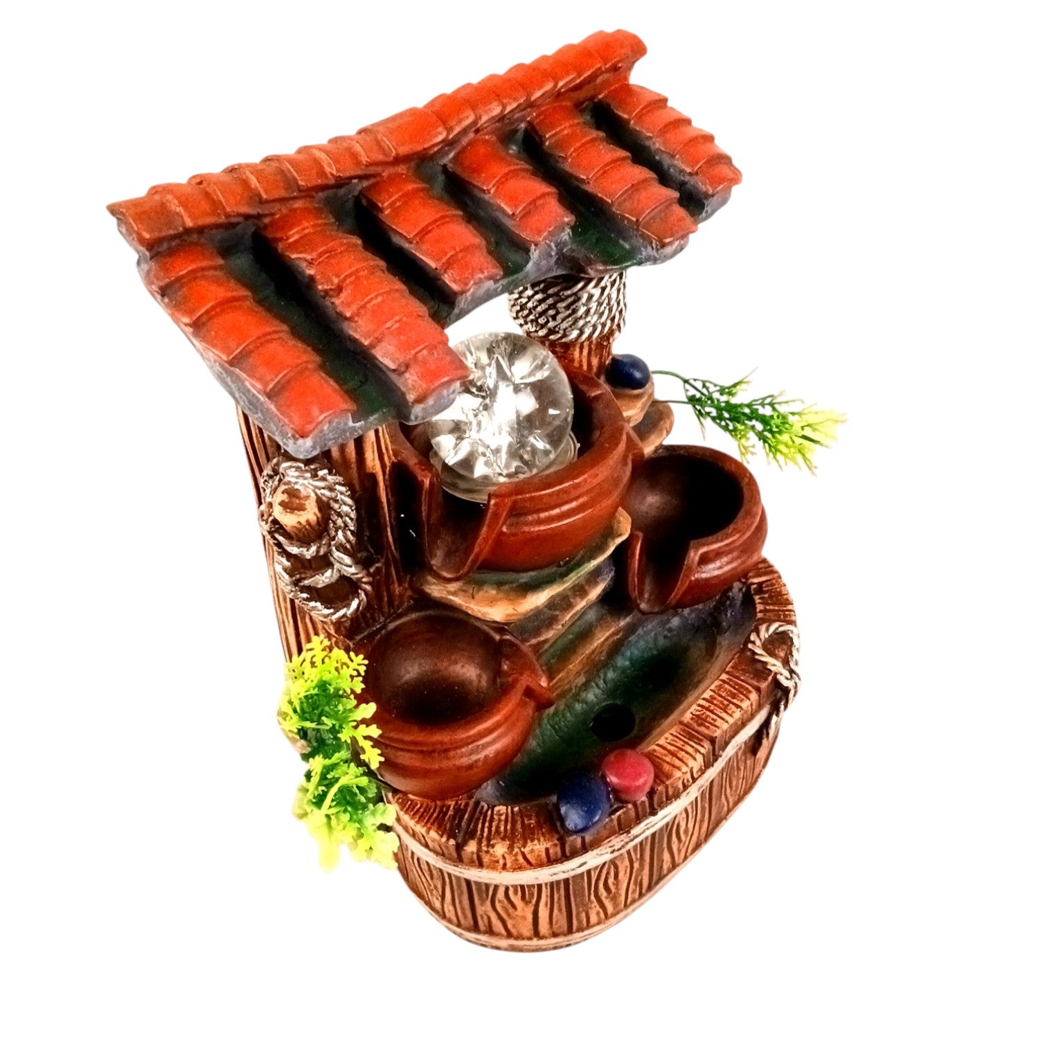 Indoor Water Fountain with LED Lights | Decoration Table Waterfall Cum Showpiece - For Vastu, Table, Office, Living Room, Home Decor & Gifts - 10 Inch - Apkamart