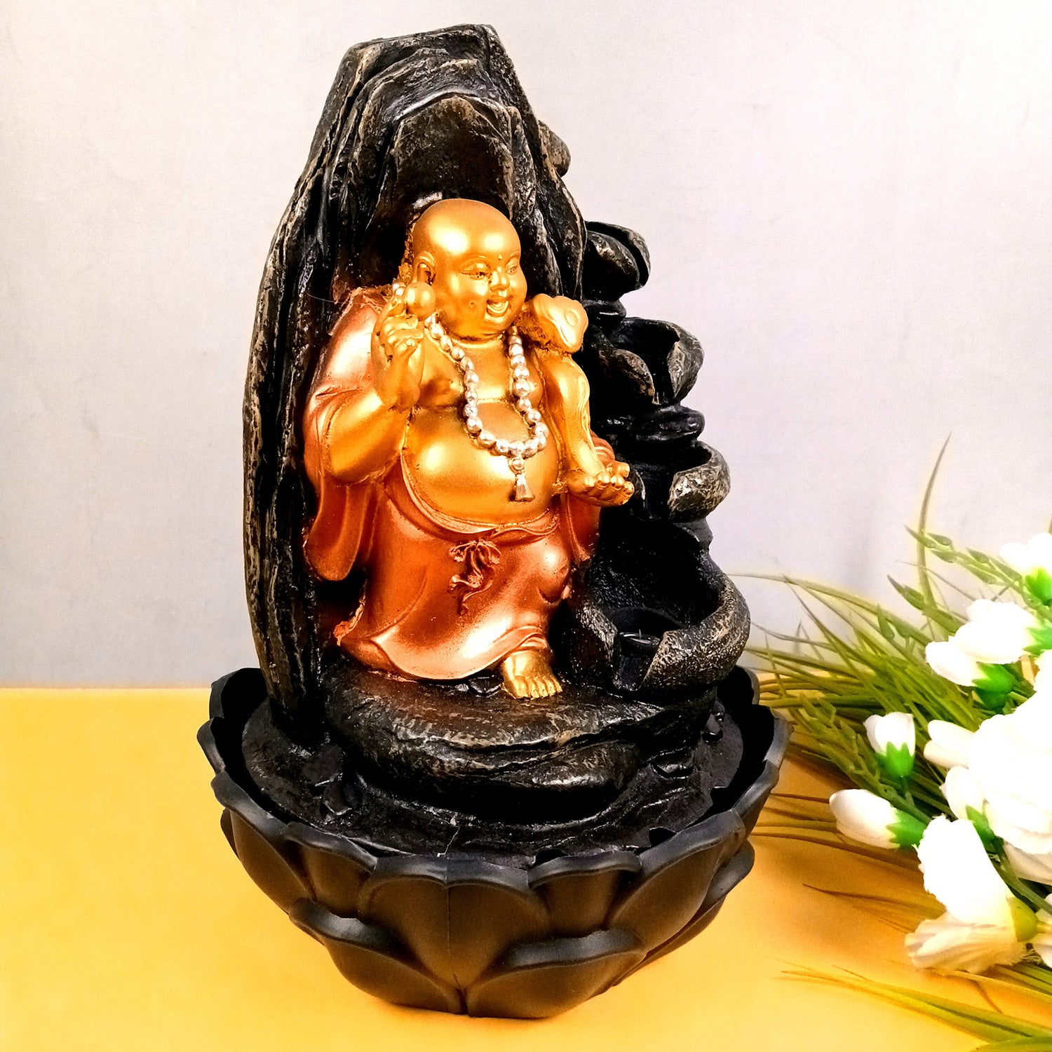 Water Fountain with Buddha Statue - For Living Room, Table Decor, Office & Home Decoration Gifts - 16 inch - Apkamart #Style_Design 1