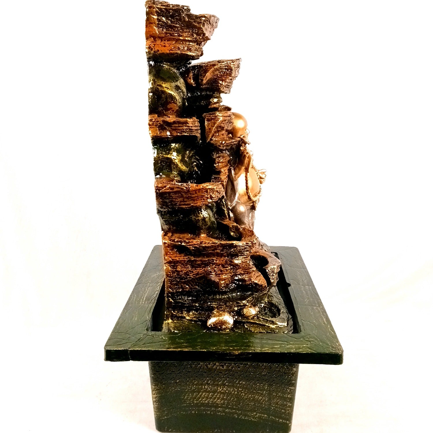 Table Top Water Fountain With Buddha Statue | Indoor Fountains with LED Lights Waterfall - For Vastu, Table, Office, Living Room, Home Decor & Gifts - 22 Inch - Apkamart