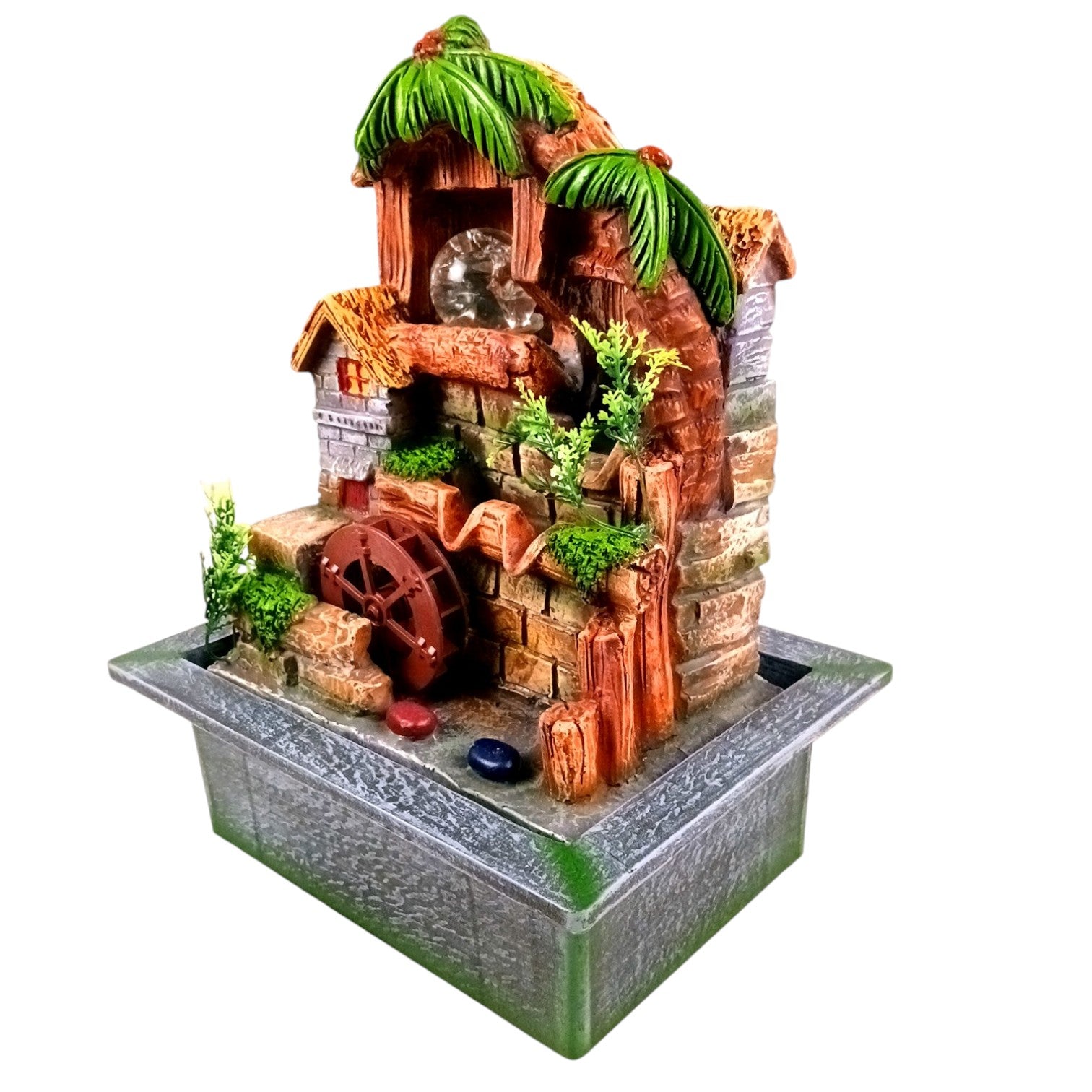 Table Top Water Fountain | Indoor Fountains with LED Lights - 3 Steps Waterfall - For Vastu, Table, Office, Living Room, Home Decor & Gifts | Wedding & House Warming Gift - 15 Inch - Apkamart