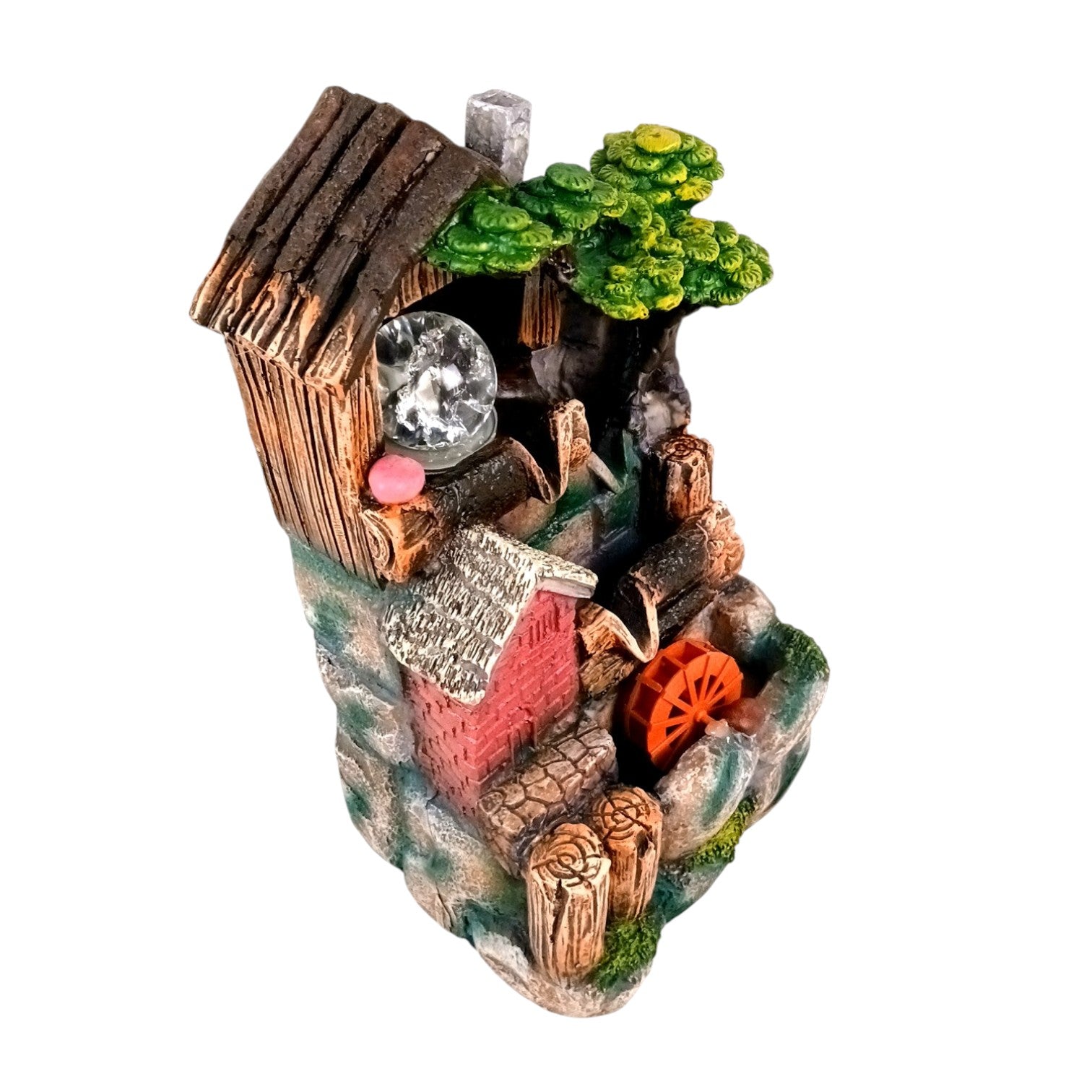 Table Top Water Fountain | Indoor Fountains with LED Lights - 3 Steps Hut Shape Waterfall - For Vastu, Table, Office, Home - Housewarming And Anniversary Gift - 13 Inch - Apkamart