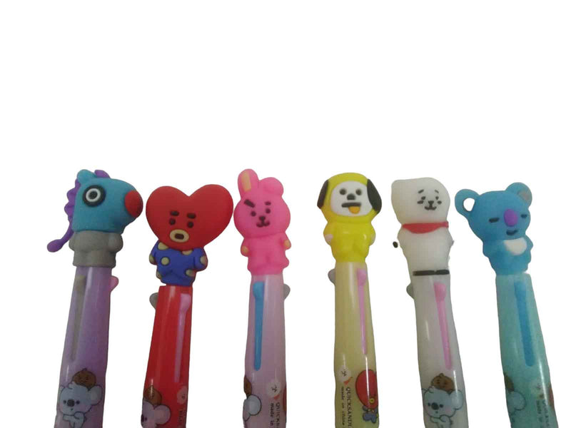 3 Refill Pen - Multi-Color with Cool Heart & Animal Topper - For Kids, School & Birthday Return Gift (Pack of 6) & (Pack of 12) - Apkamart