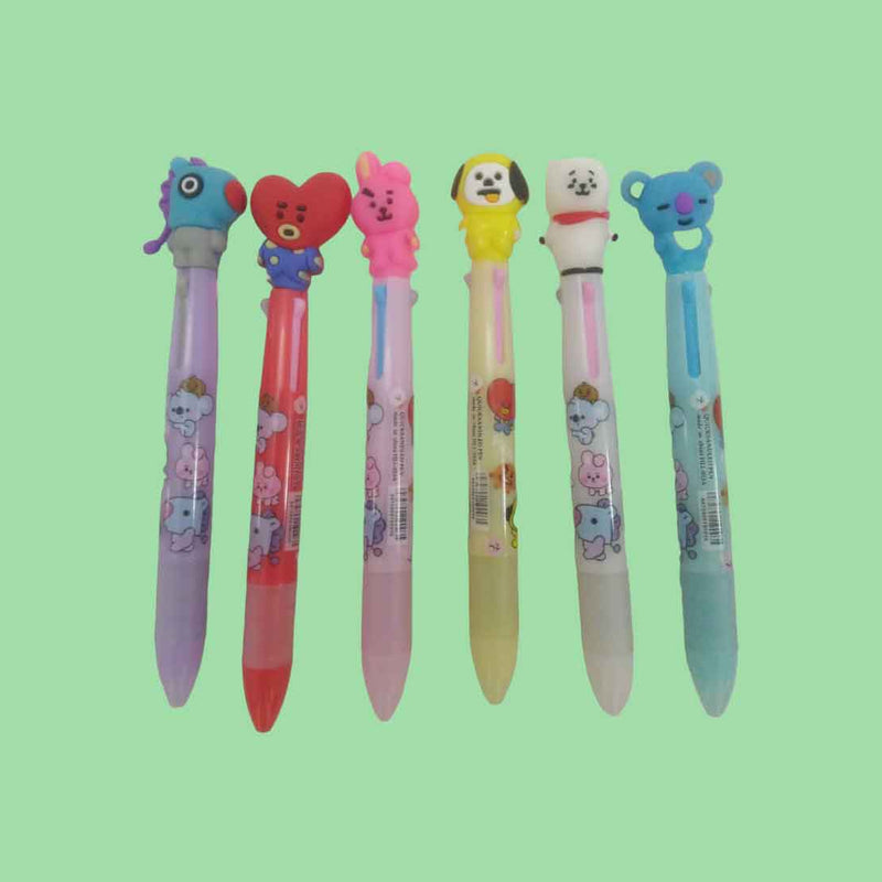 3 Refill Pen - Multi-Color with Cool Heart & Animal Topper - For Kids, School & Birthday Return Gift (Pack of 6) & (Pack of 12) - Apkamart