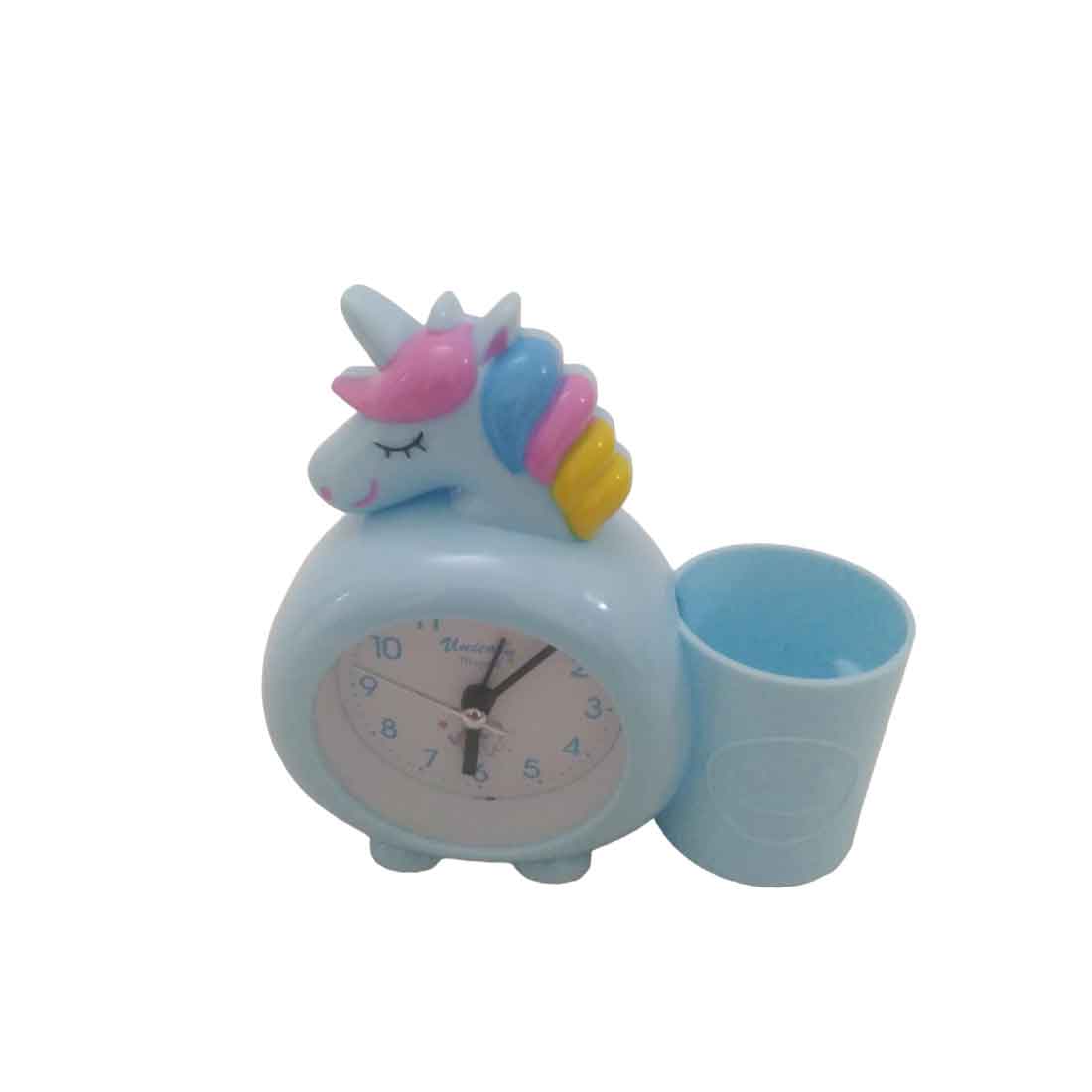 Kids Alarm Clock with Pen Pencil Stand | Unicorn Design Table Alarm Clock - For Kids Room Decor & Birthday Gift - Apkamart 
