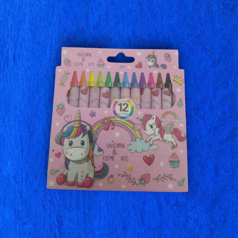 Crayons Set - for Kids | Birthday Return Gift for Kids (Unicorn) - Multicolor (Pack of 12) - Apkamart
