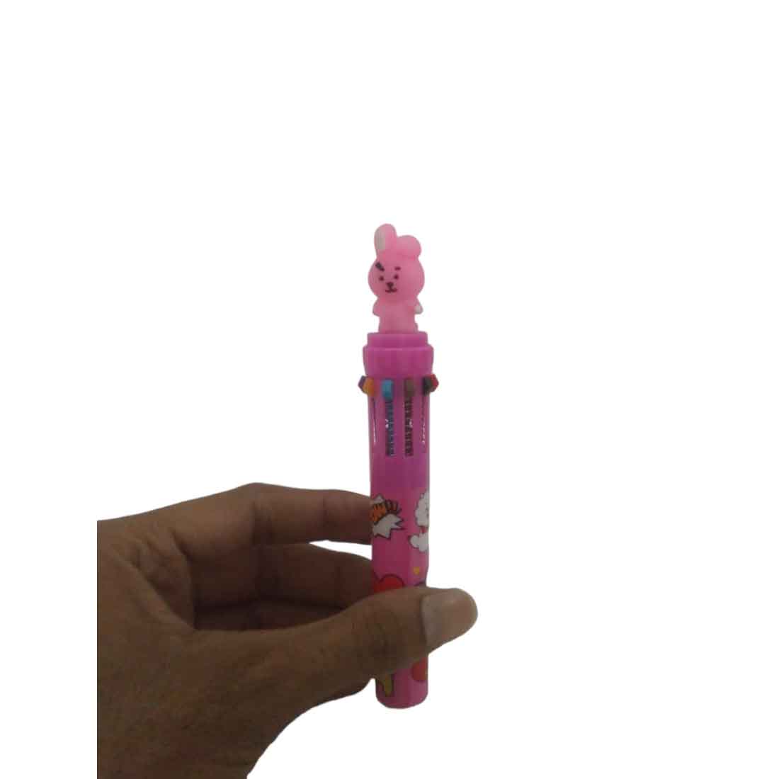 Refill Pen - Multi-Color with Cool Animal & Heart Topper - For Kids, School & Birthday Return Gift (Pack of 6) - Apkamart