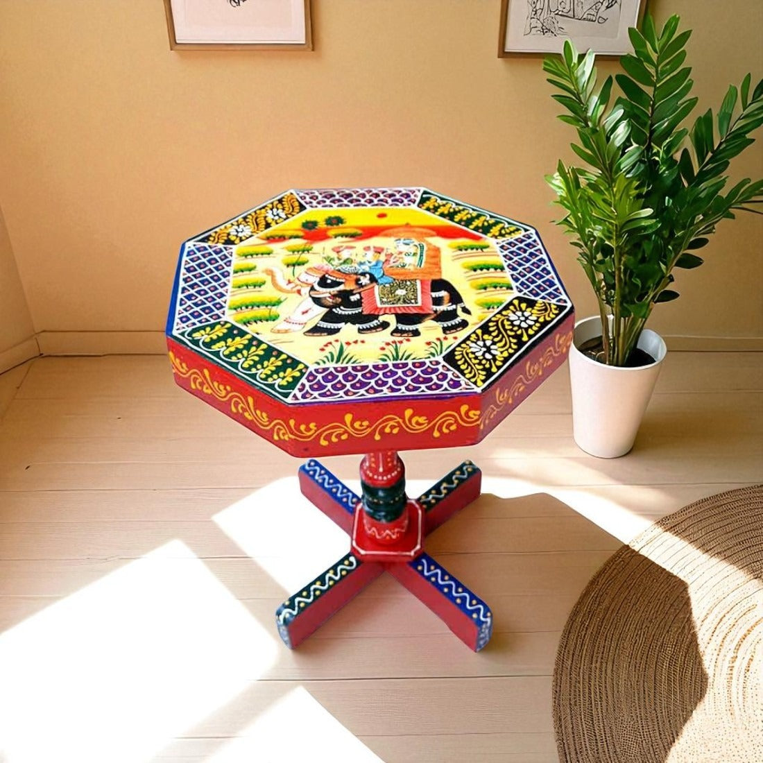 Side Table | Wooden End Tables Cum Stool - for Keeping Lamp, Vases & Plants | Small Stools - for Sitting, Bedside, Home Decor, Corners, Sofa Side Stool, Office & Gifts - 15 Inch