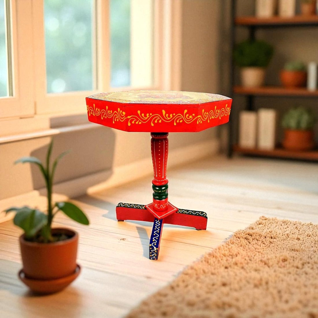 Side Table | Wooden End Tables Cum Stool - for Keeping Lamp, Vases & Plants | Small Stools - for Sitting, Bedside, Home Decor, Corners, Sofa Side Stool, Office & Gifts - 15 Inch