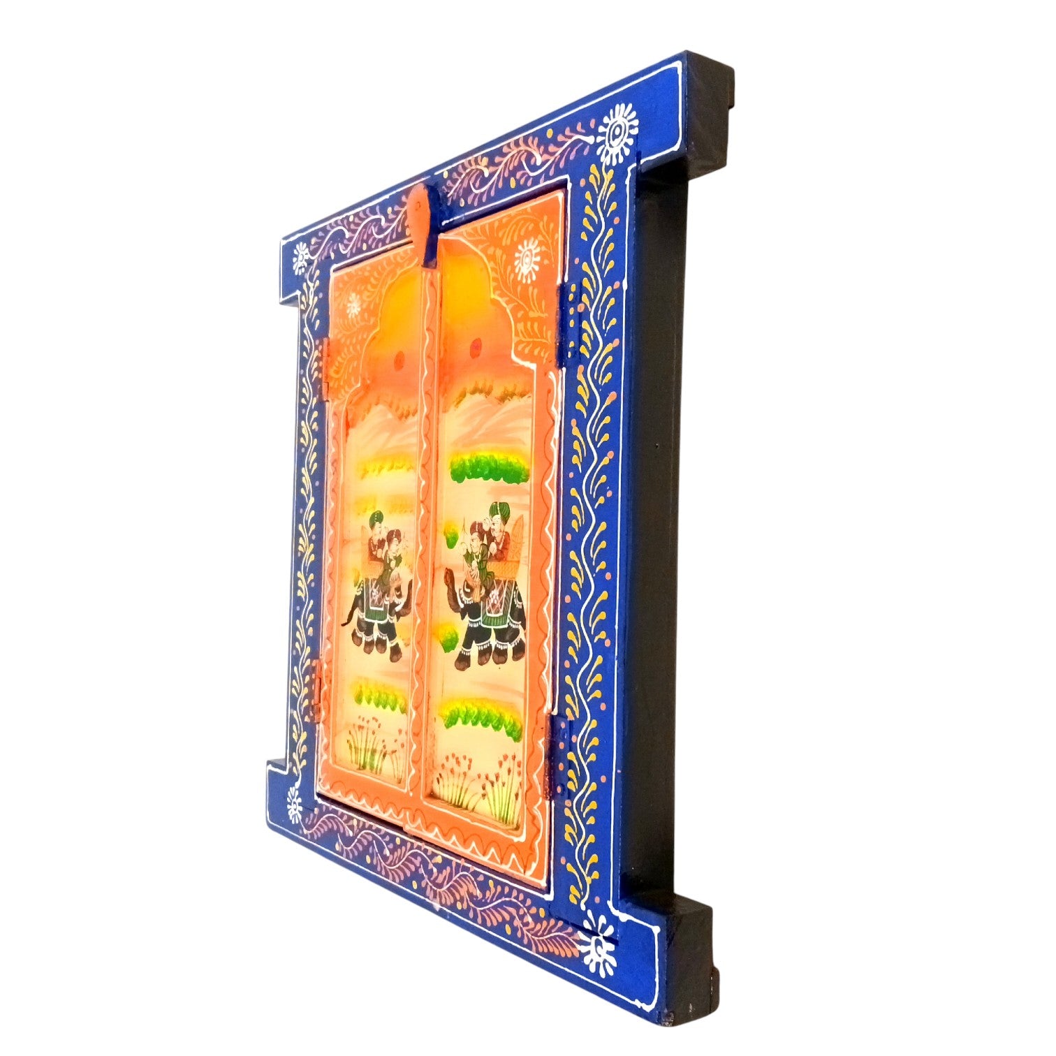 Jharokha Window Wall Hanging | Openable Multicolor Wooden Jharokha for Home Decor, Living Room, Entrance & Traditional Wall Art - 15 Inch - Apkamart