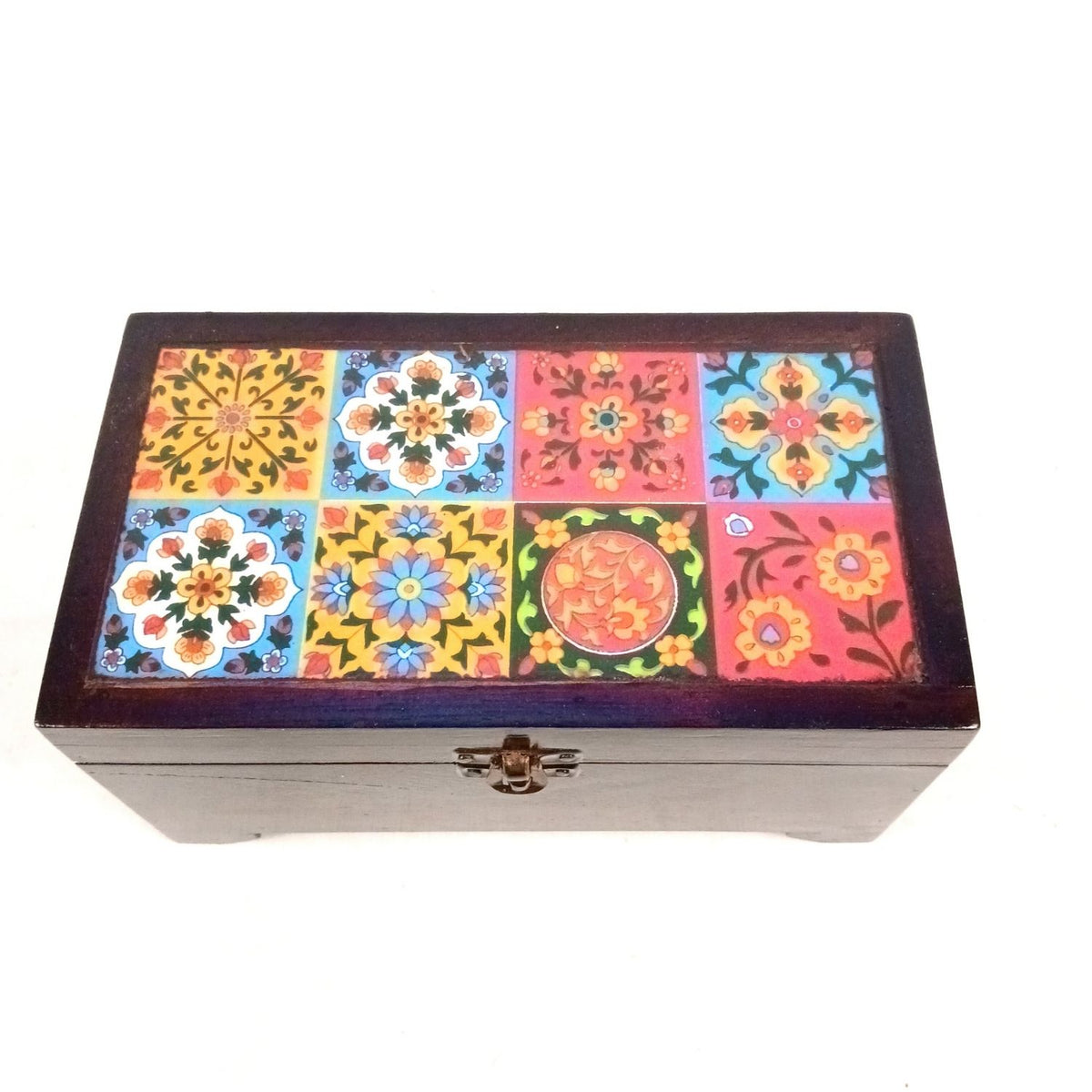 Wooden Jewellery Box with Ceramic Tile   – 9 Inch