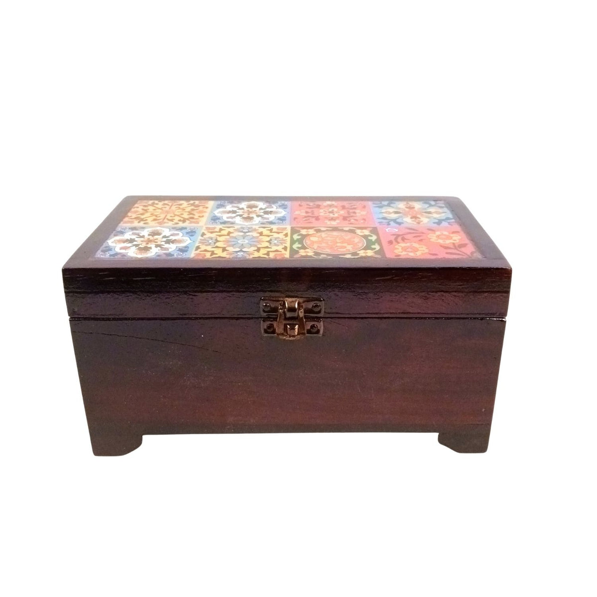 Wooden Jewellery Box with Ceramic Tile   – 9 Inch