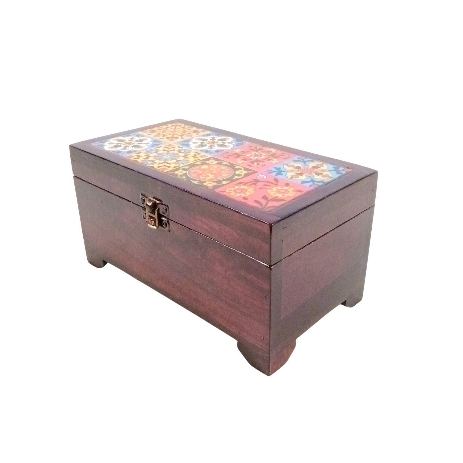 Wooden Jewellery Box with Ceramic Tile   – 9 Inch
